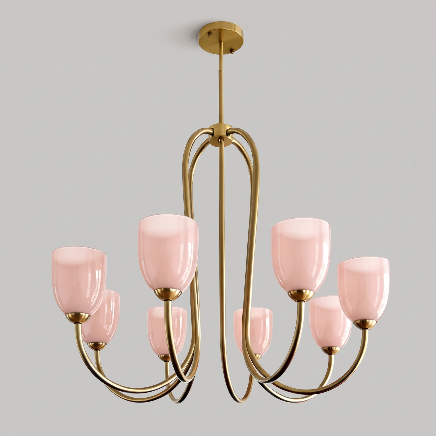 Mid Century Brass Tulip Chandelier for Kitchen Island Living Room