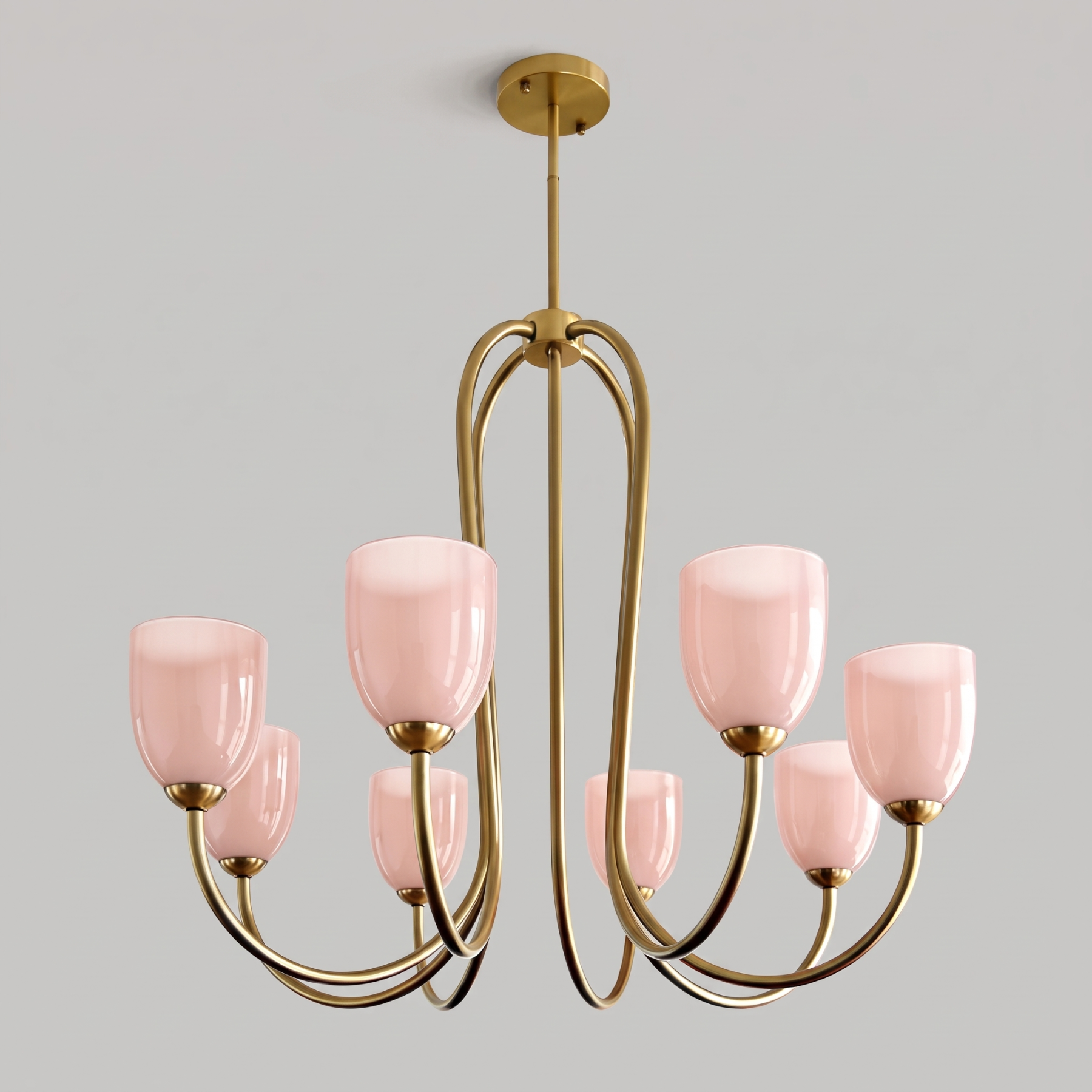 Mid Century Brass Tulip Chandelier for Kitchen Island Living Room