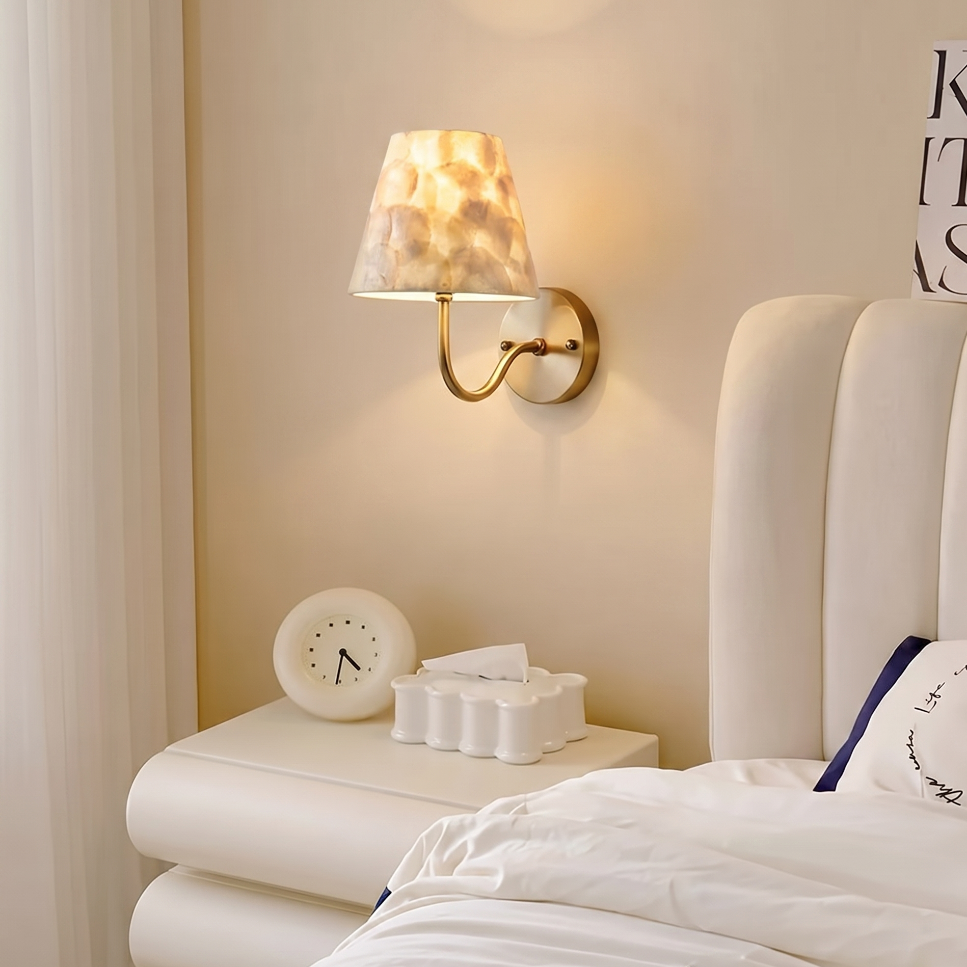 Modern Shell Shade Wall Sconce Elegant Background Accent Light
