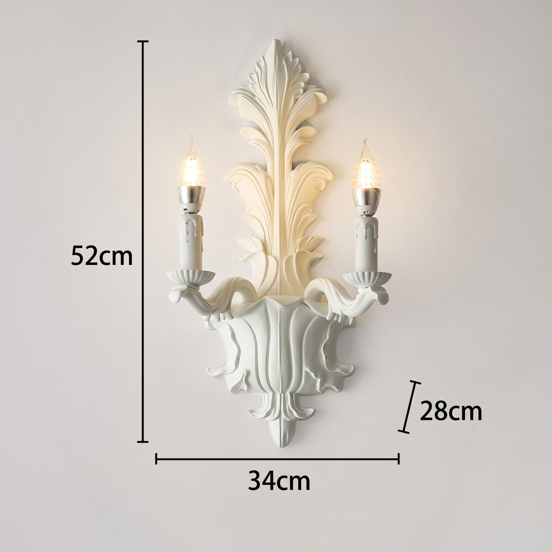 Vintage French Resin Wall Sconce -Elegant Gothic Candle Wall Light Fixture for Living Room Bedroom Hallway