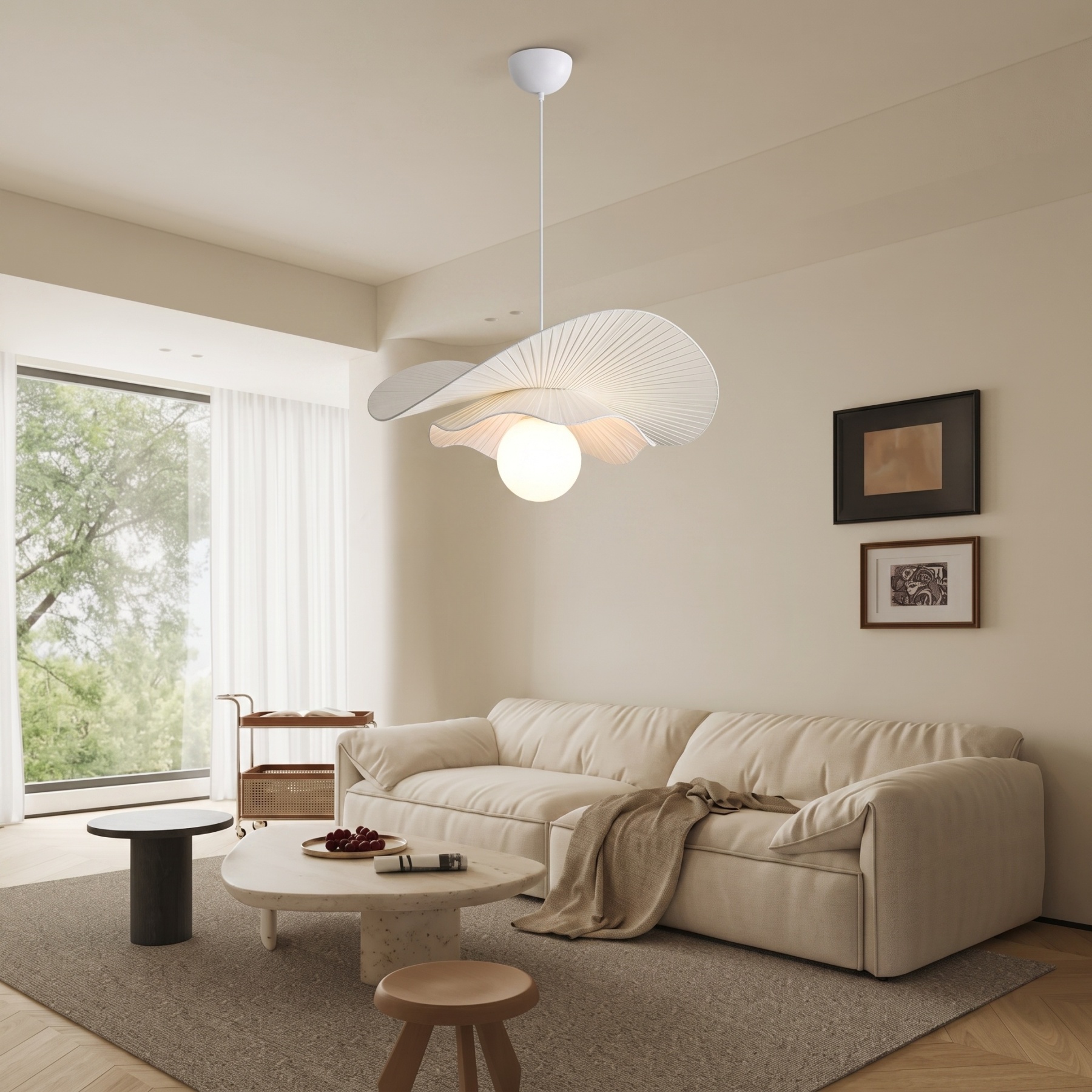 French Nordic Style Fabric Pendant Light for Living Room and Bedroom