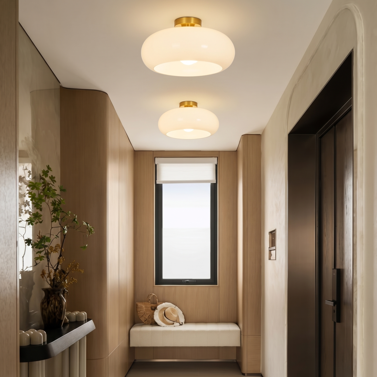 Nordic Minimalist  White Glass Flush Mount Light for Bedroom Living Room Hallway