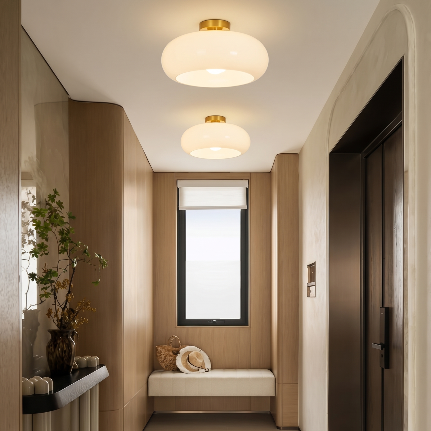 Nordic Minimalist  White Glass Flush Mount Light for Bedroom Living Room Hallway