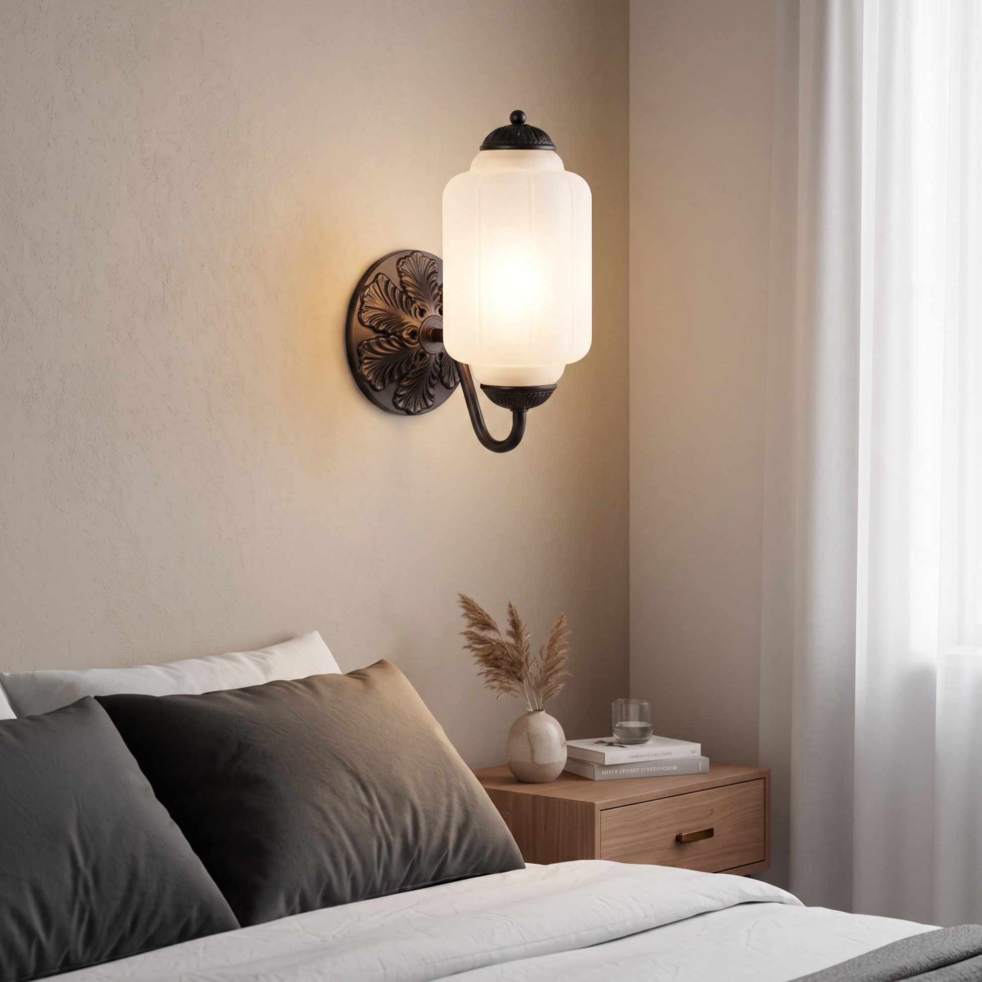 Vintage Elegance Glass Wall Sconce for Bedside Corridor Balcony