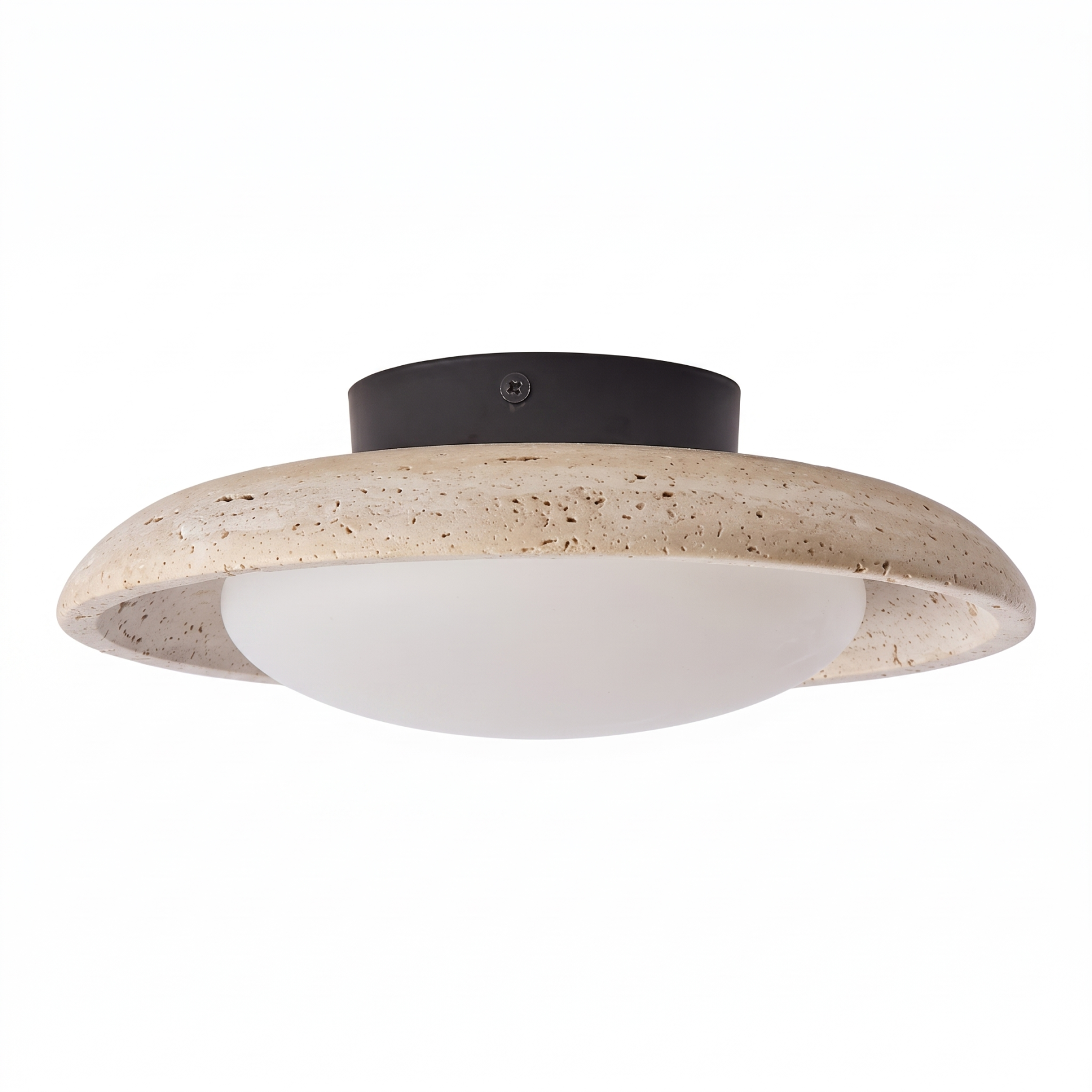 Wabi-Sabi Retro Yellow Travertine Flush Mount Ceiling Light for for Living Room Bedroom Entryway