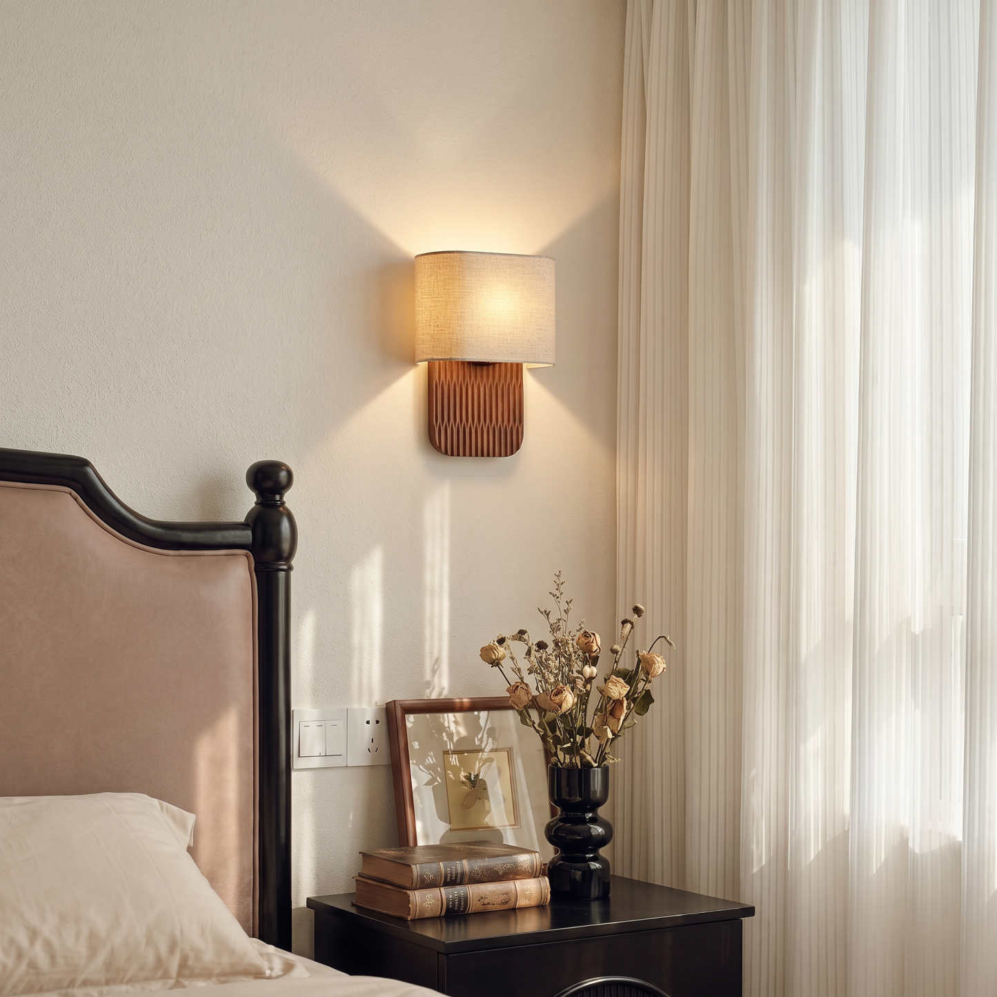 Modern Rustic Fabric Wall Lamp for Bedroom & Hallway