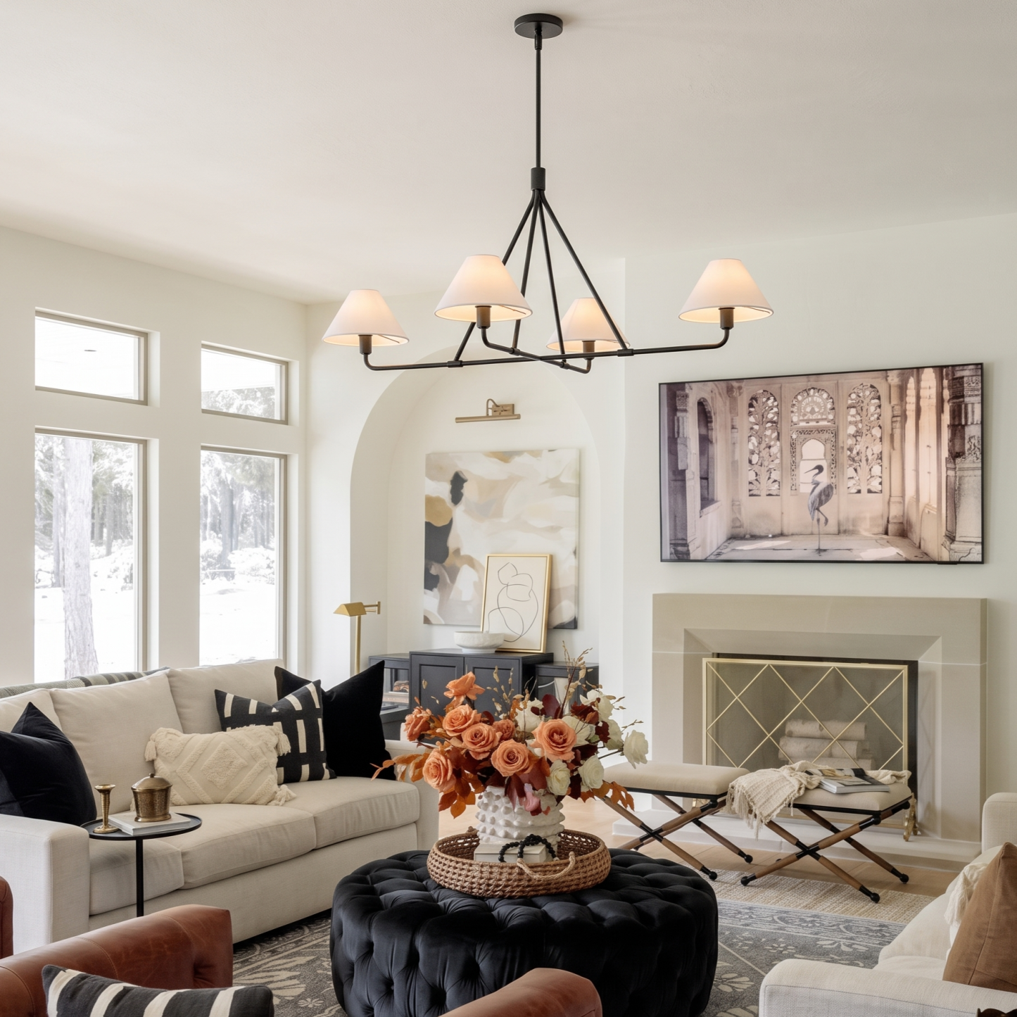 Modern Minimalist Multi Light Chandelier for  Dining Room Living Room