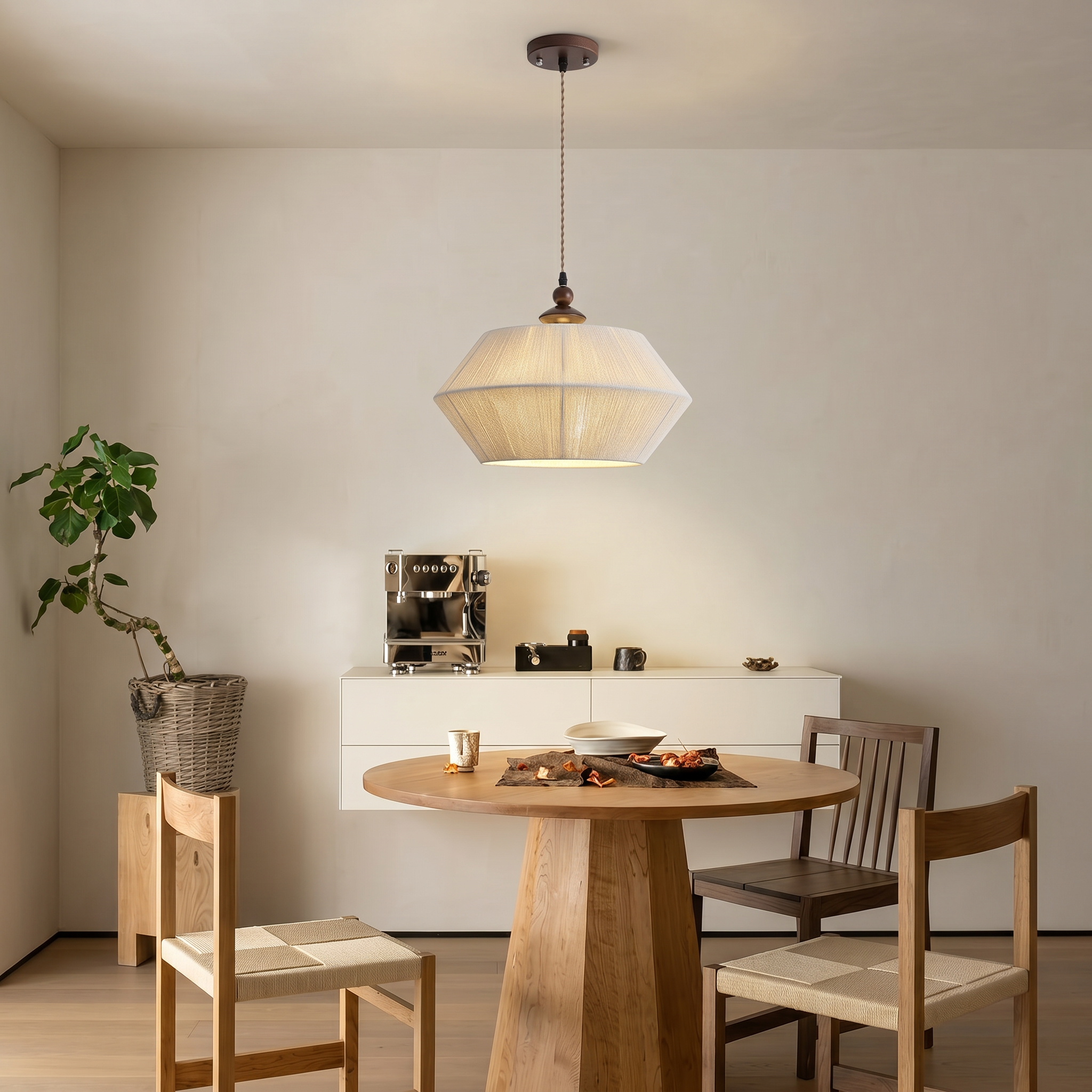 Japanese Style Handwoven Rope Pendant Light for Dining Room Living Room