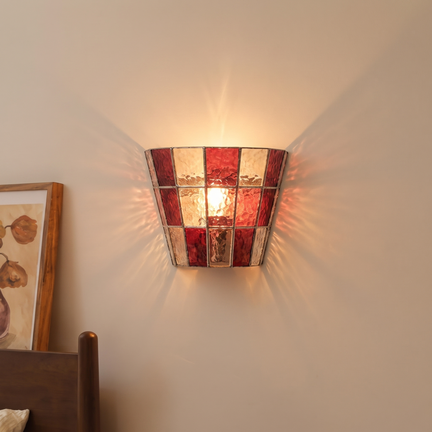 Vintage American Style Ribbed Glass Wall Sconce for Bedroom Hallway