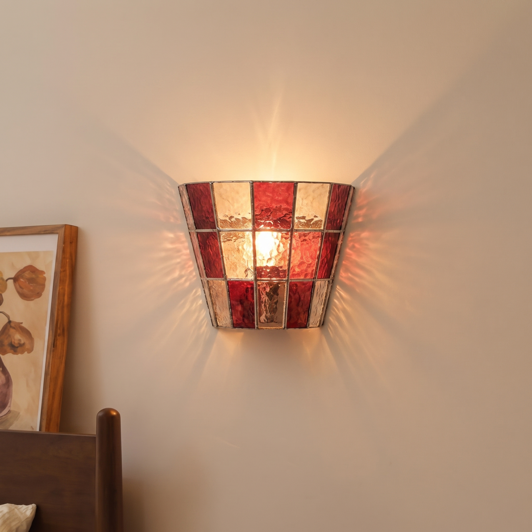 Vintage American Style Ribbed Glass Wall Sconce for Bedroom Hallway