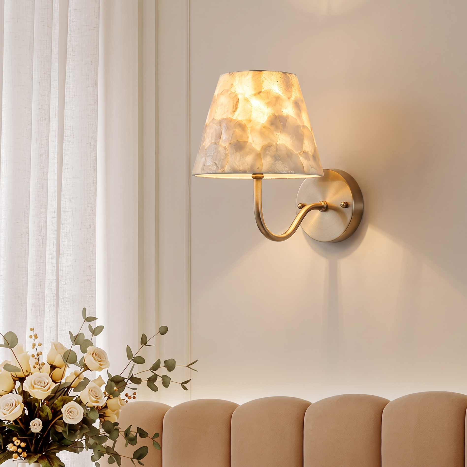 Modern Shell Shade Wall Sconce Elegant Background Accent Light