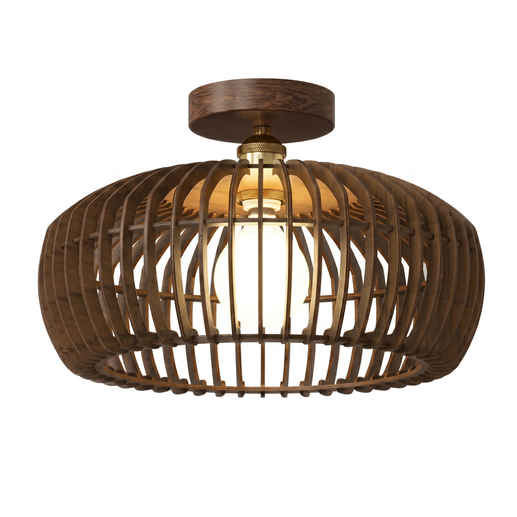 Retro Wabi-Sabi Style Wooden Ceiling Light for Bedrooms and Hallways