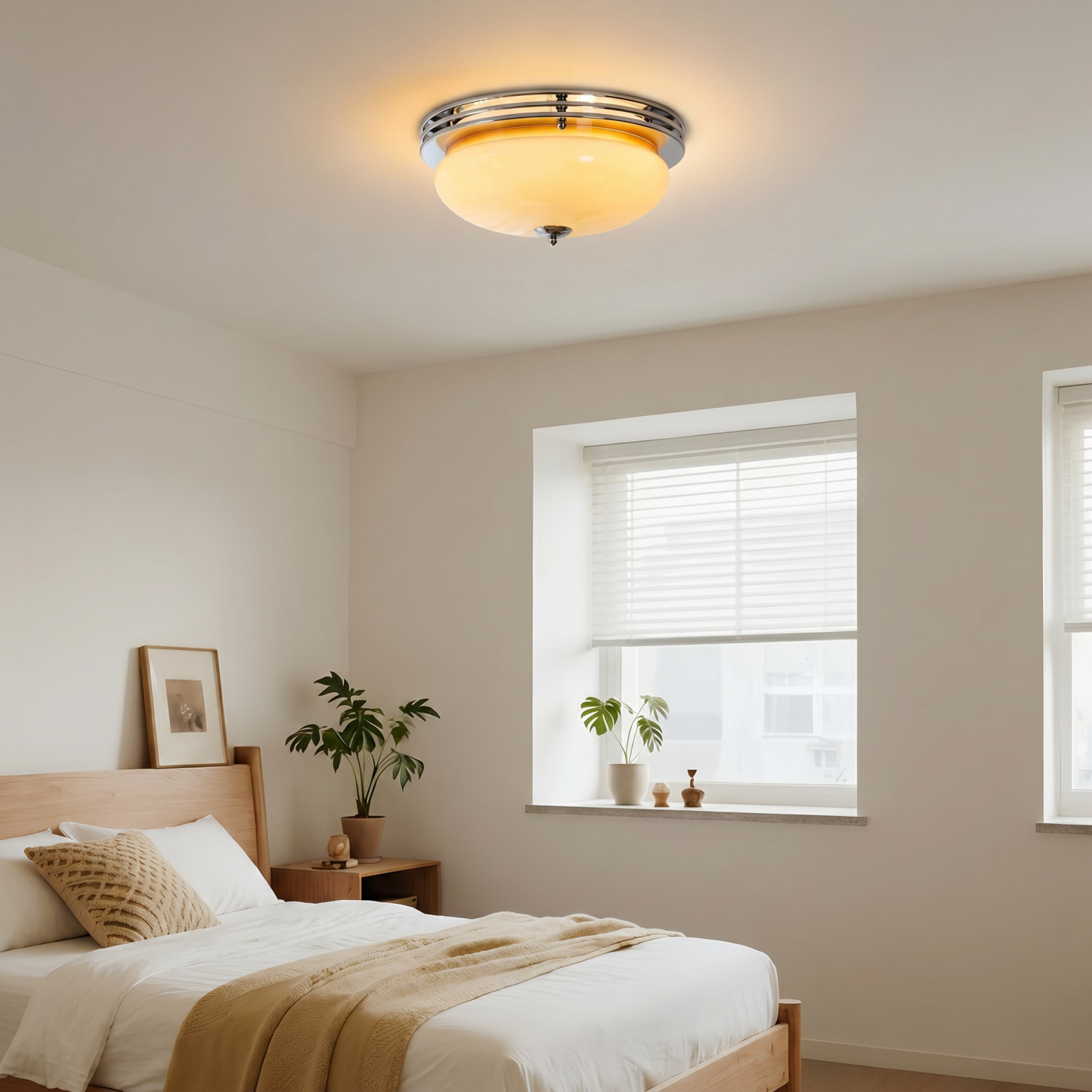 Retro Bauhaus Glass Flush-Mount Ceiling Light for Bedroom Living Room
