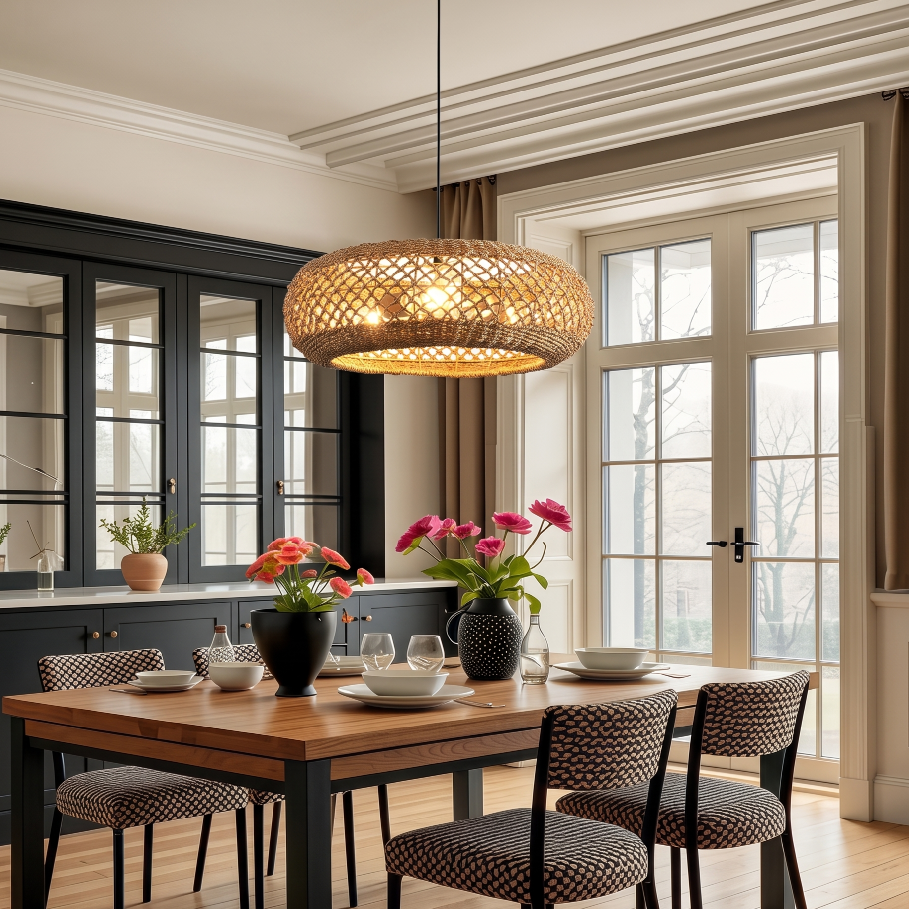 Coastal Woven Seegrass Rattan Pendant Light-Rustic  Ceiling Hanging Lamp for Kitchen Island Living Room