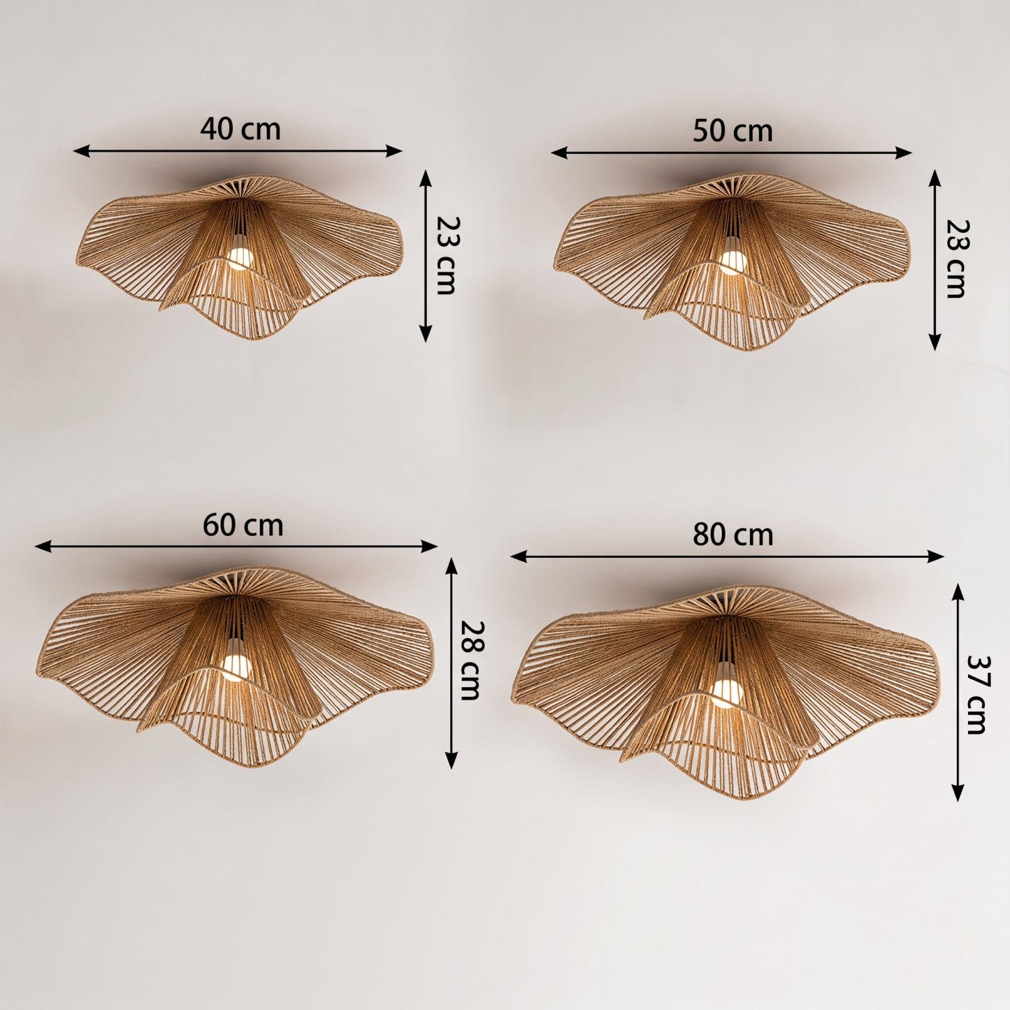 Retro Wavy Woven Paper Rope Flush Mount Ceiling Light  for Living Room Bedroom