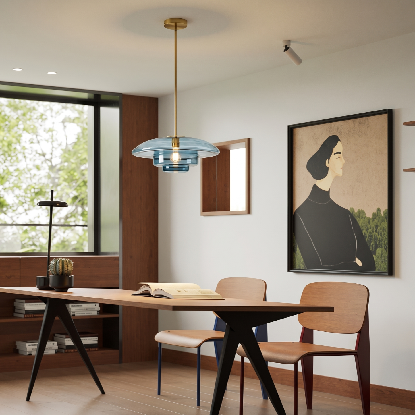 Vintage Bauhaus Tiered Glass Pendant Light for Living Room