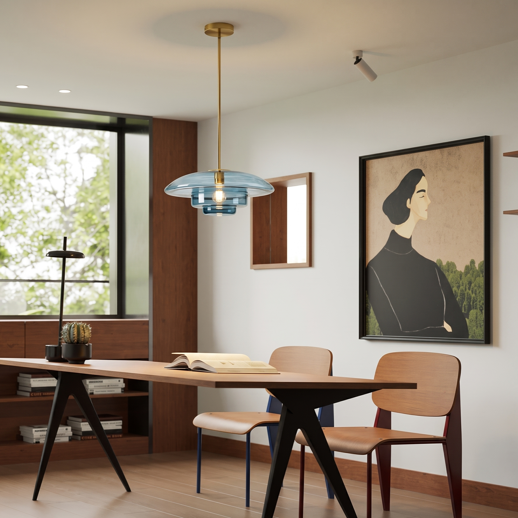 Vintage Bauhaus Tiered Glass Pendant Light for Living Room