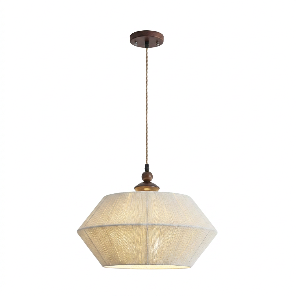 Japanese Style Handwoven Rope Pendant Light for Dining Room Living Room
