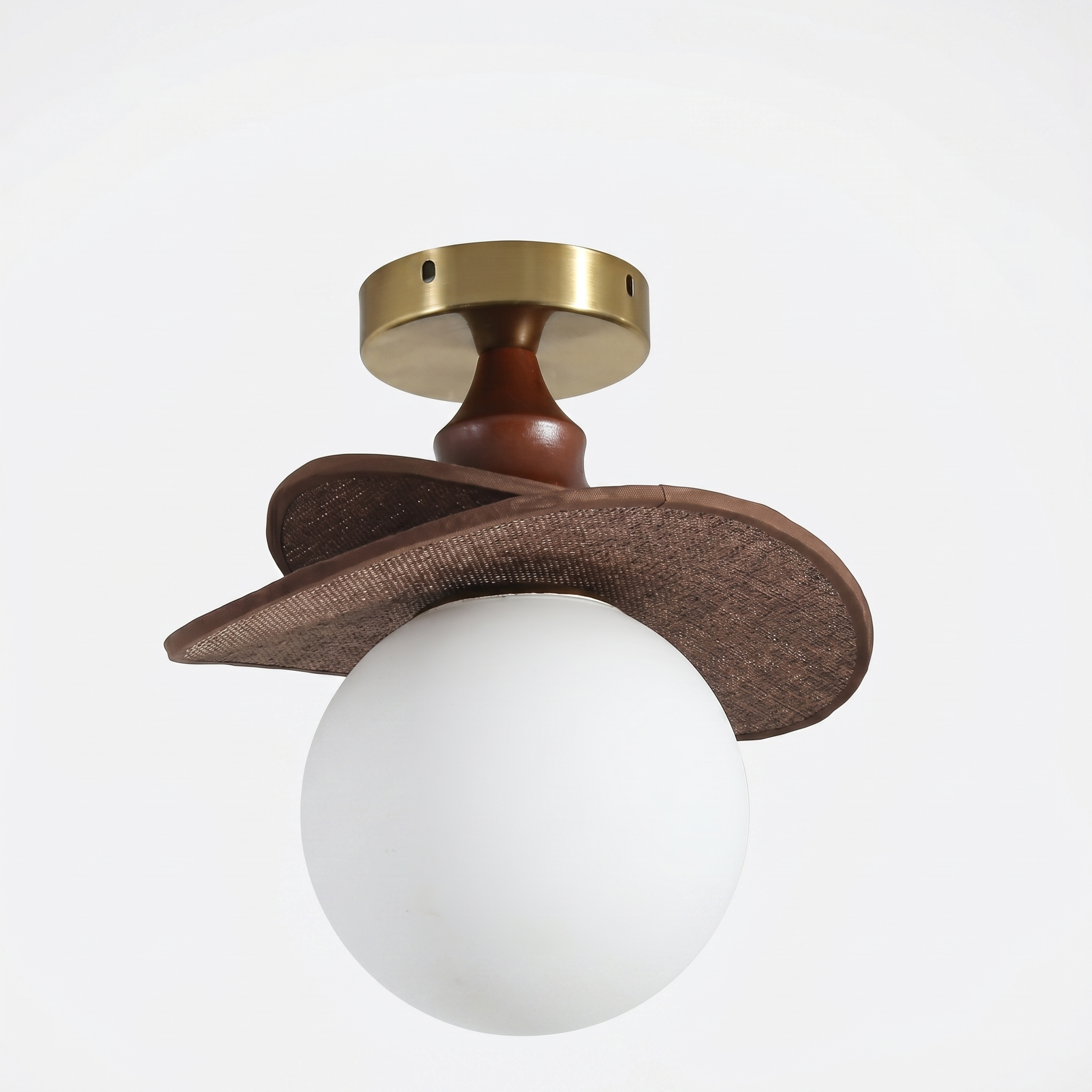 French Vintage Wavy Raffia Ceiling Light for Entrance Hallway