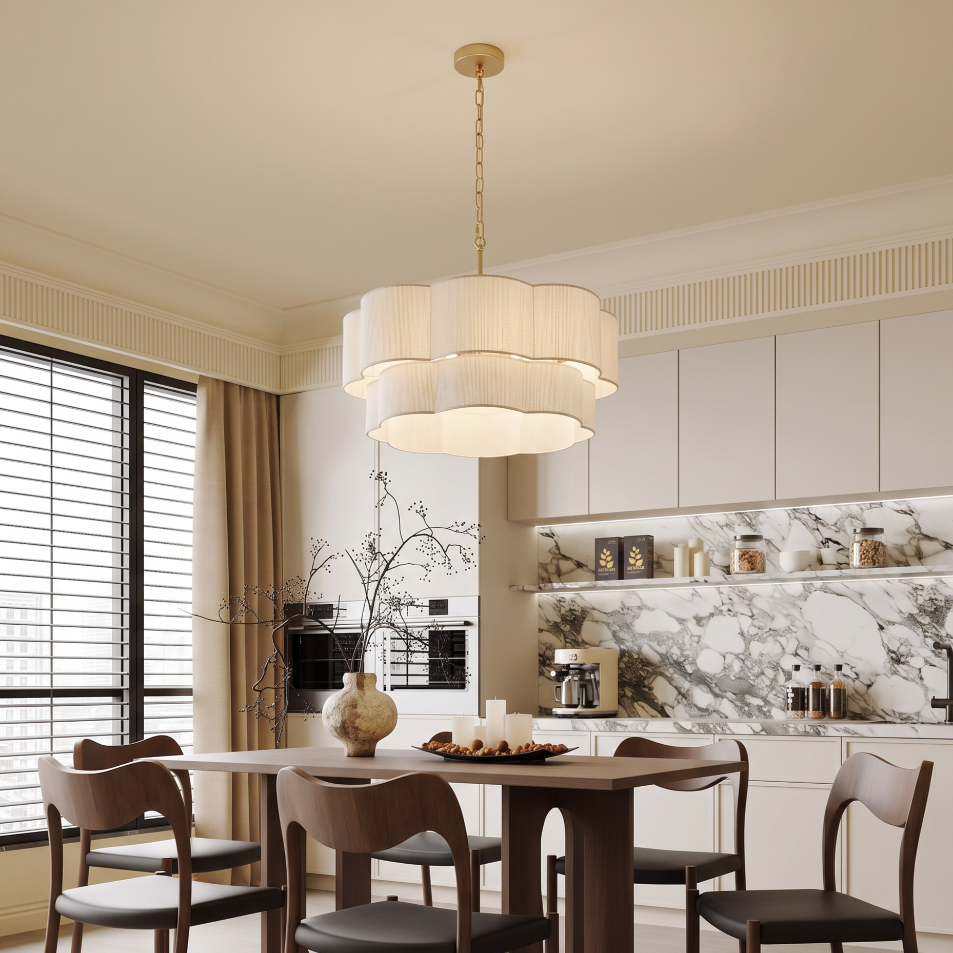 Modern Woven 2-Tier Rope Drum Chandelier for Dining Room Kitchen Island