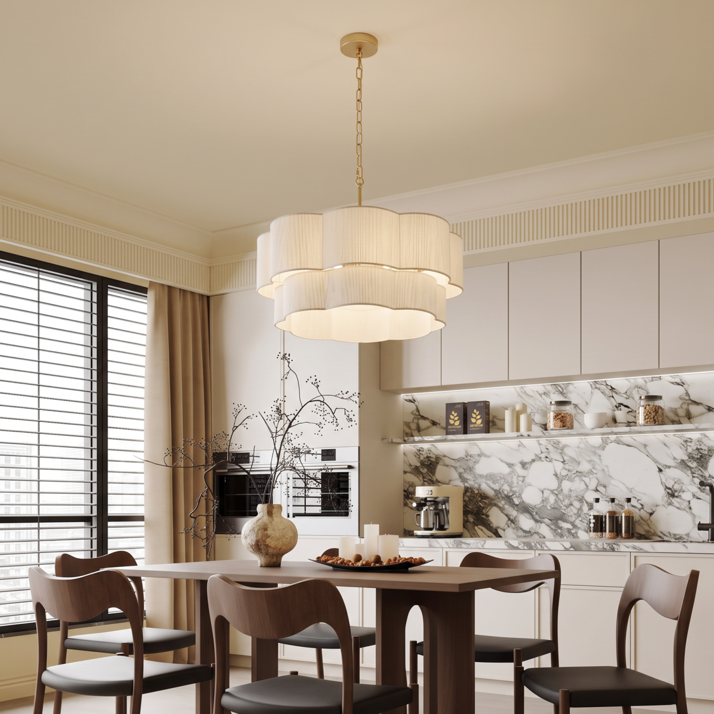 Modern Woven 2-Tier Rope Drum Chandelier for Dining Room Kitchen Island