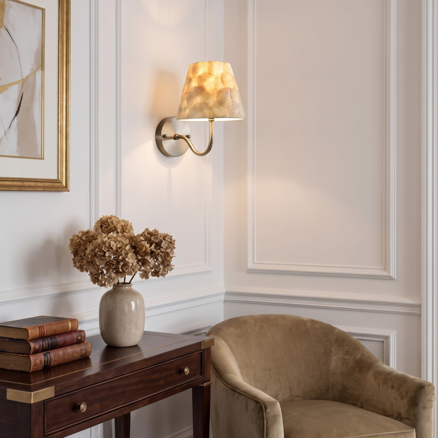 Modern Shell Shade Wall Sconce Elegant Background Accent Light