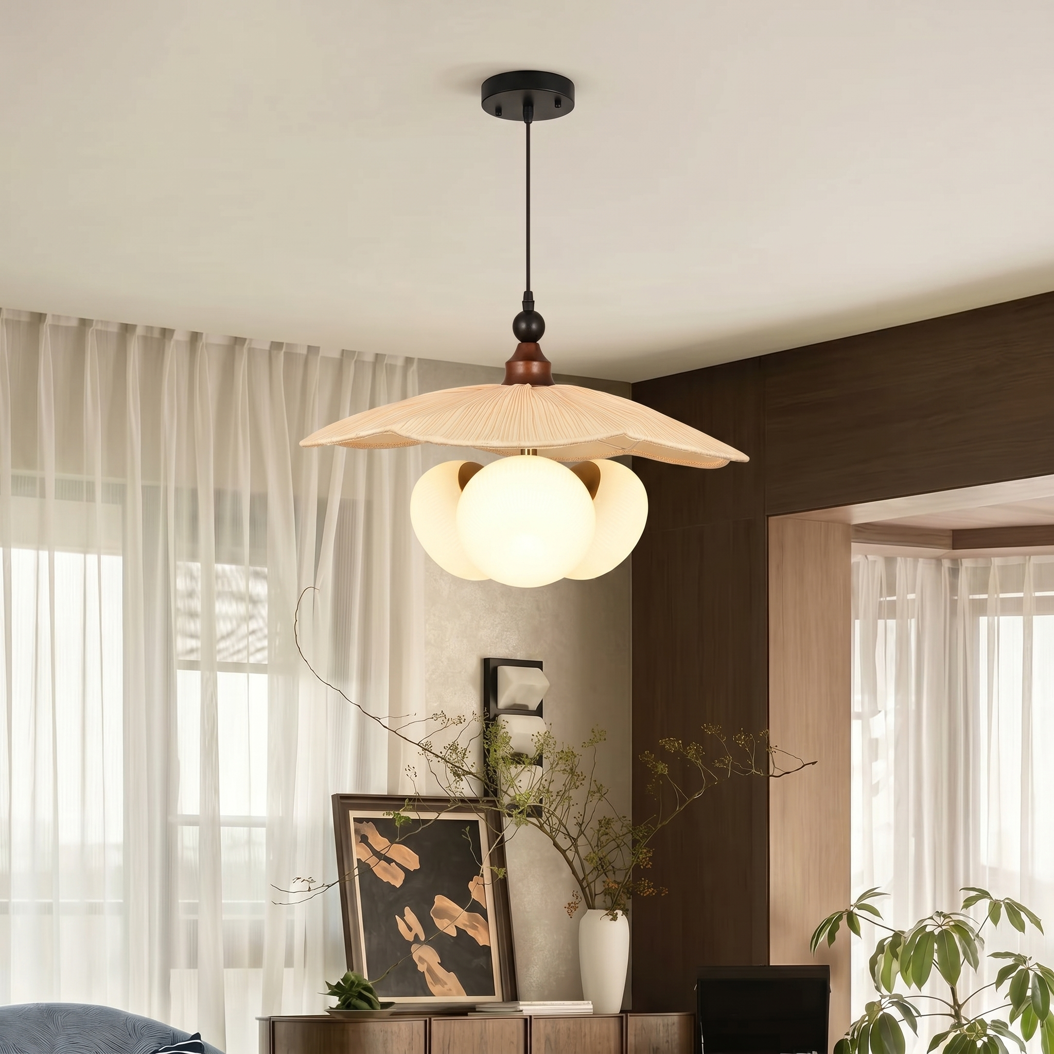 Creative French Vintage Fabric Pendant Light for Dining Room