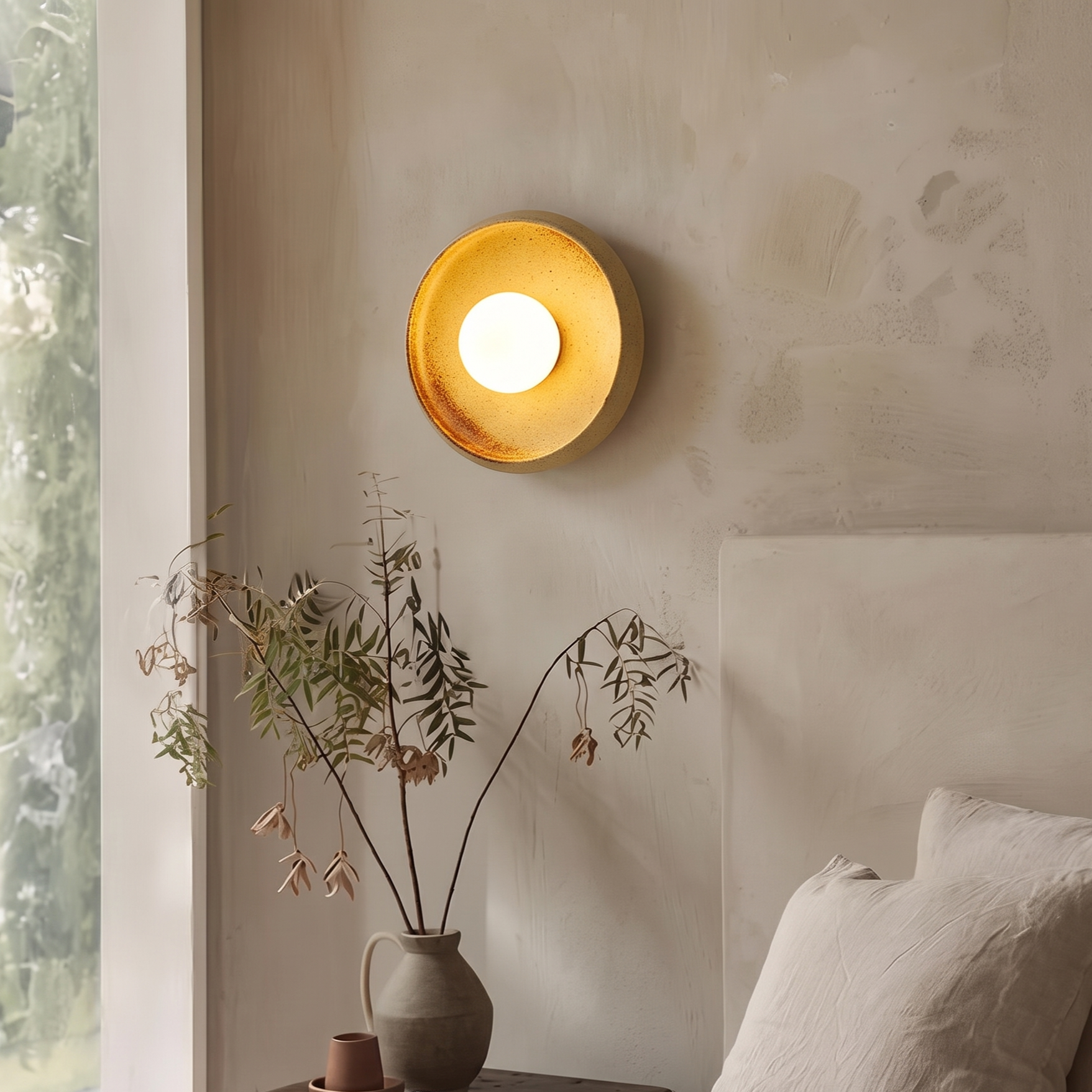 Vintage Ceramic Wall Lamp for Bedroom Headboard and Hallway Lighting