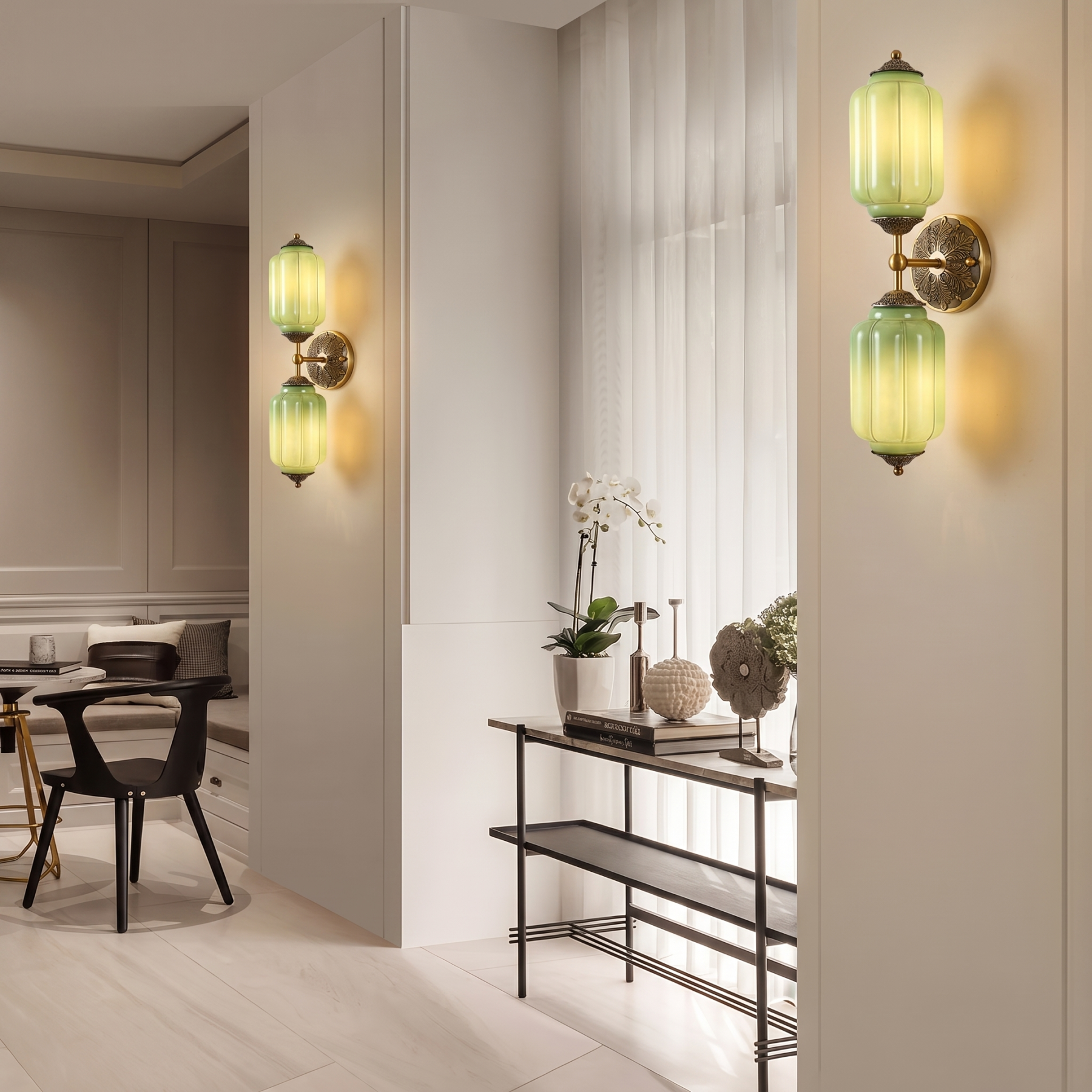 Vintage Dual-Light Glass Wall Sconce for the Bedroom Living Room and Hallway