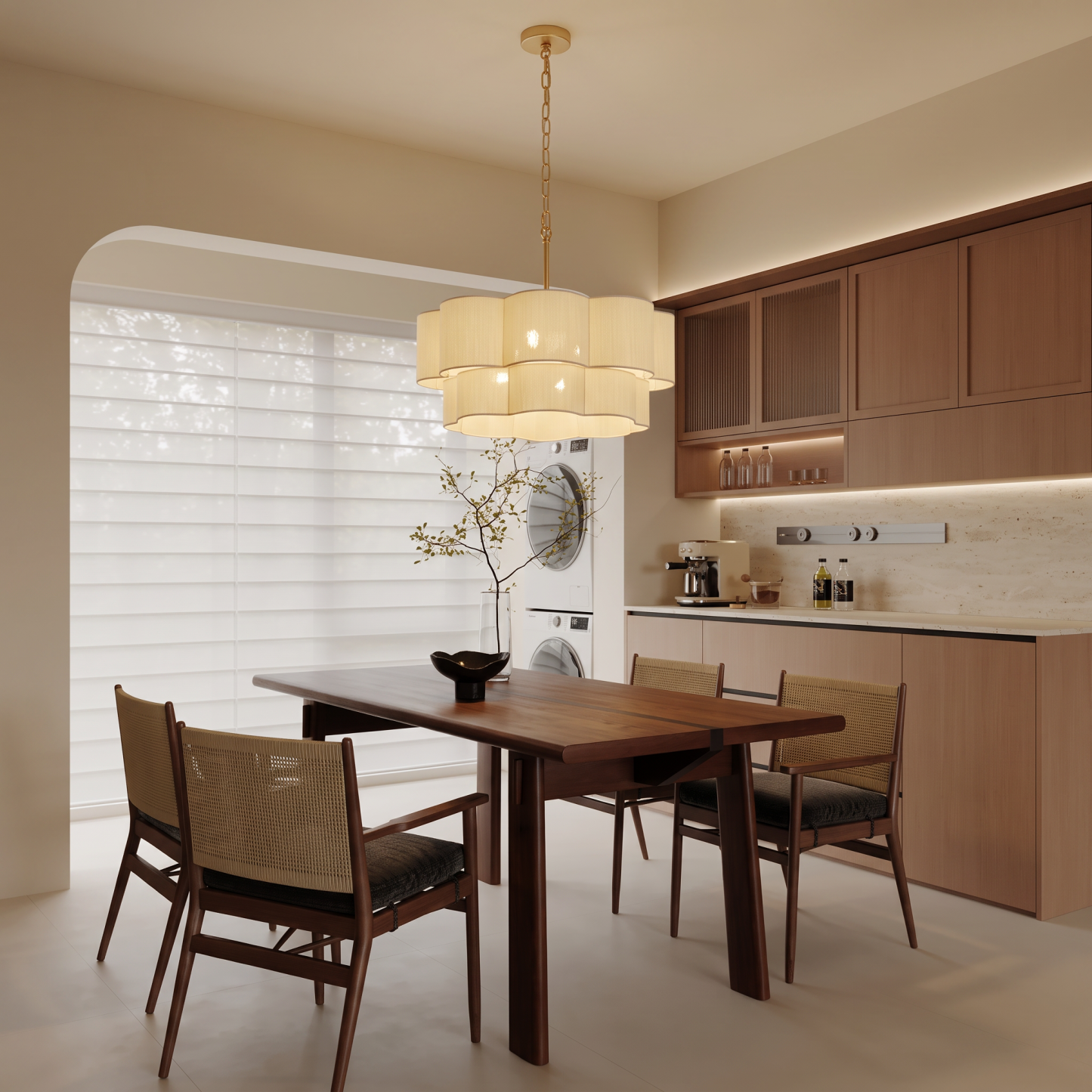Modern Woven 2-Tier Rope Drum Chandelier for Dining Room Kitchen Island