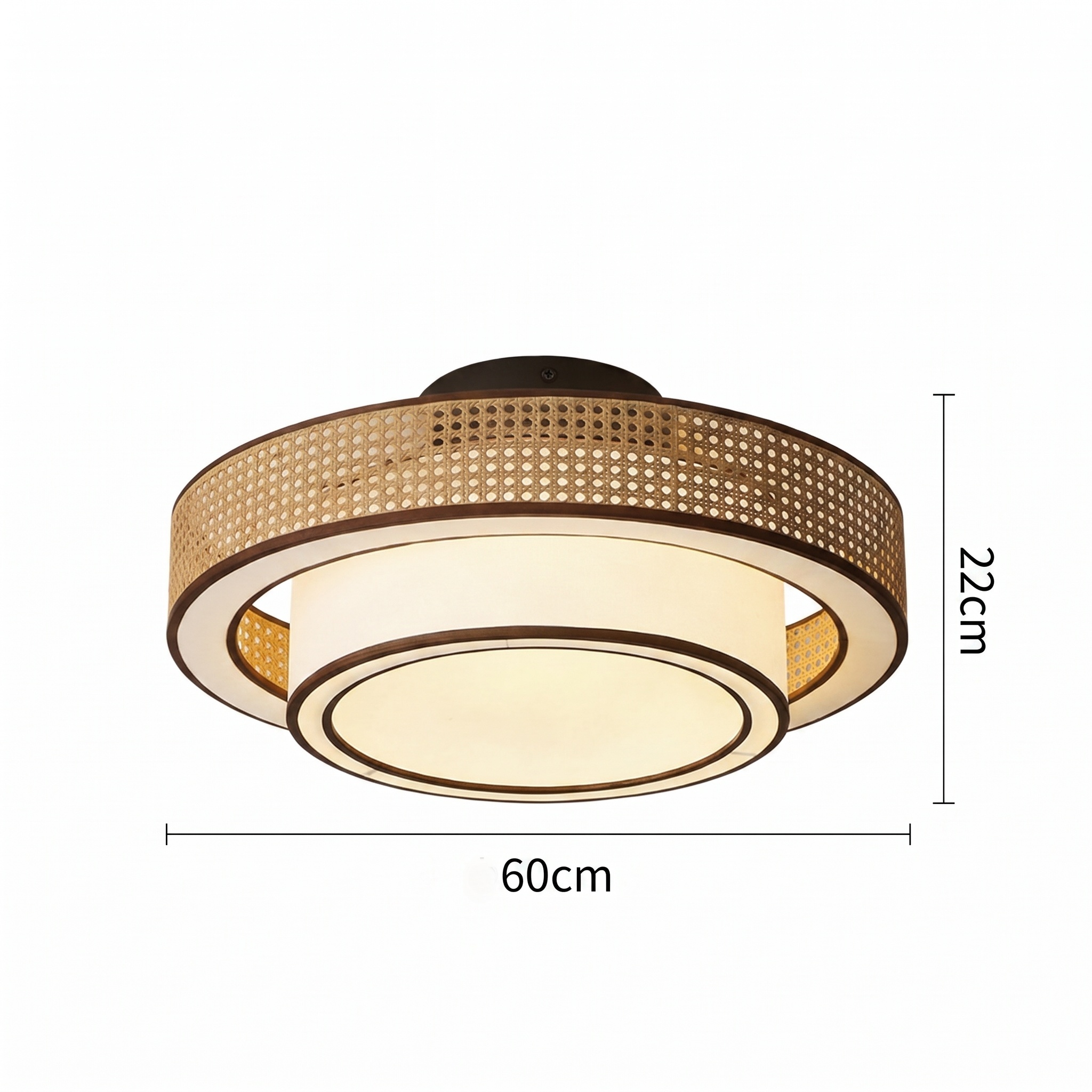 Japanese style Drum Rattan Flush Mount Ceiling Light for Bedroom Living Room