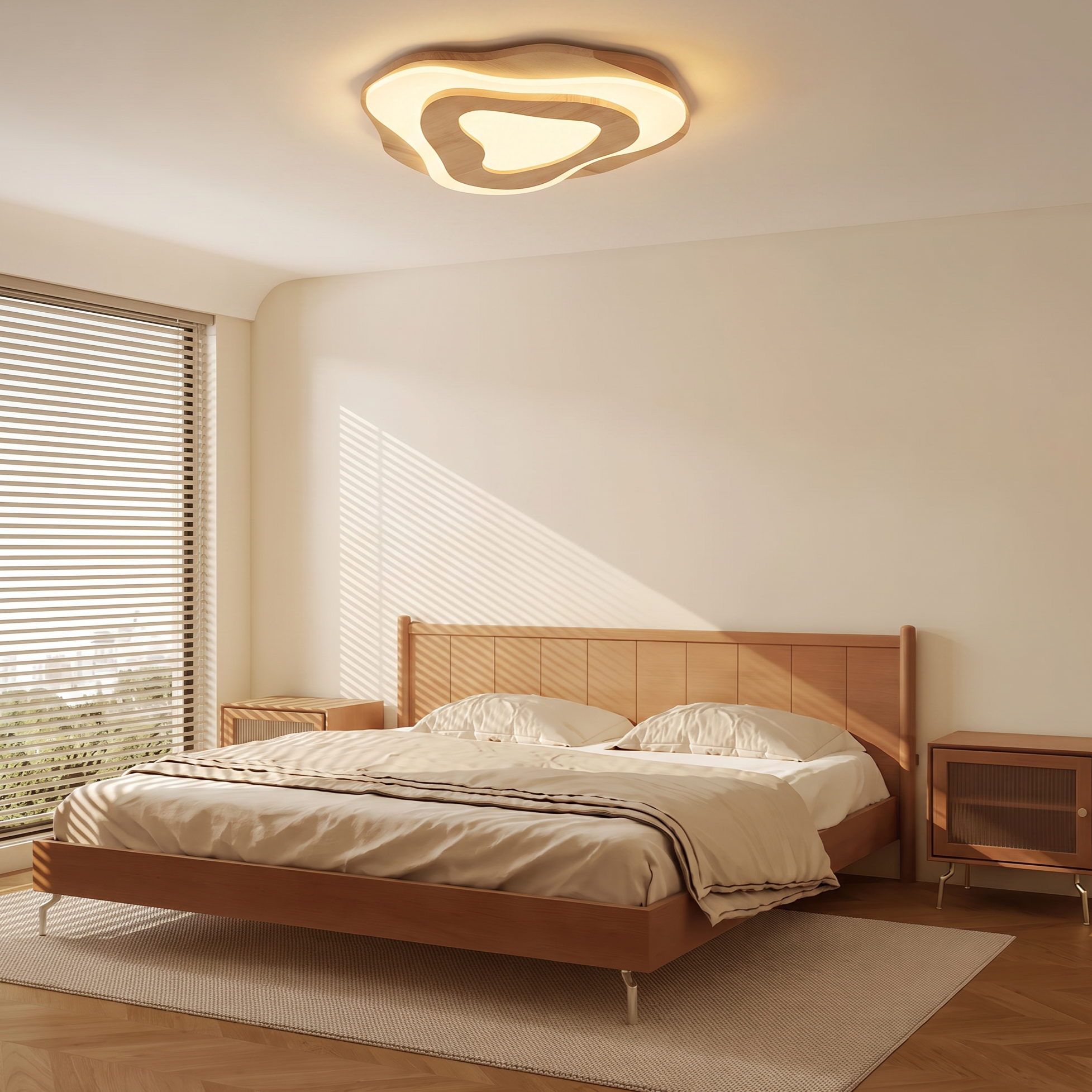 Vintage Irregular Solid Wooden Ceiling Light For Living Room