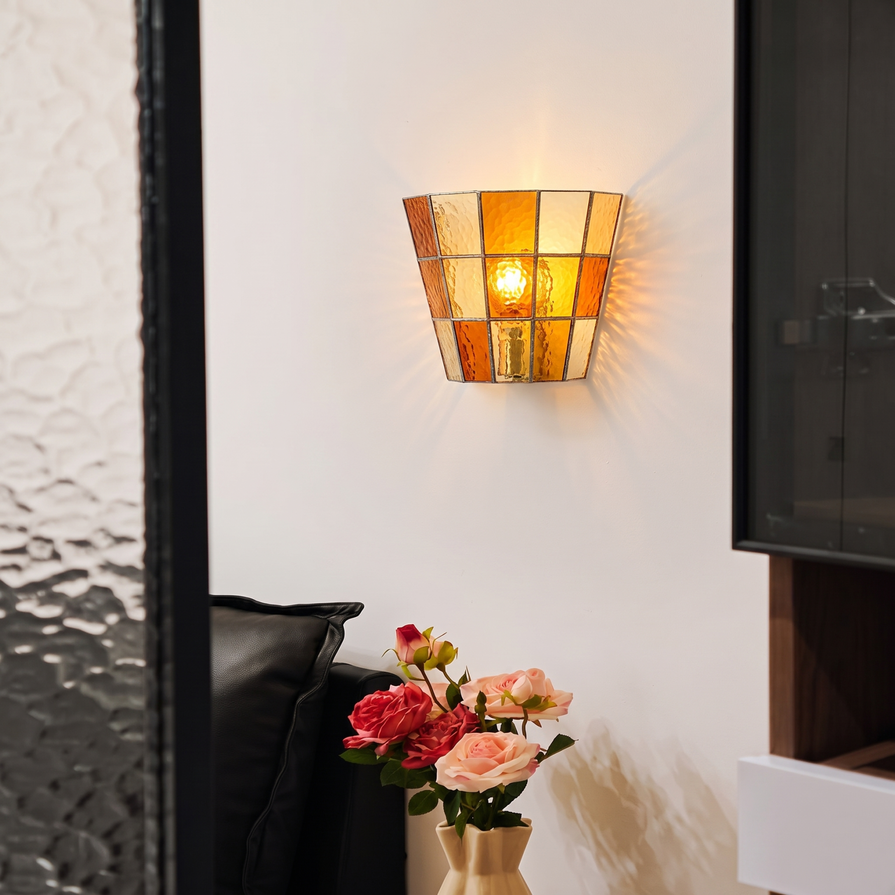 Vintage American Style Ribbed Glass Wall Sconce for Bedroom Hallway