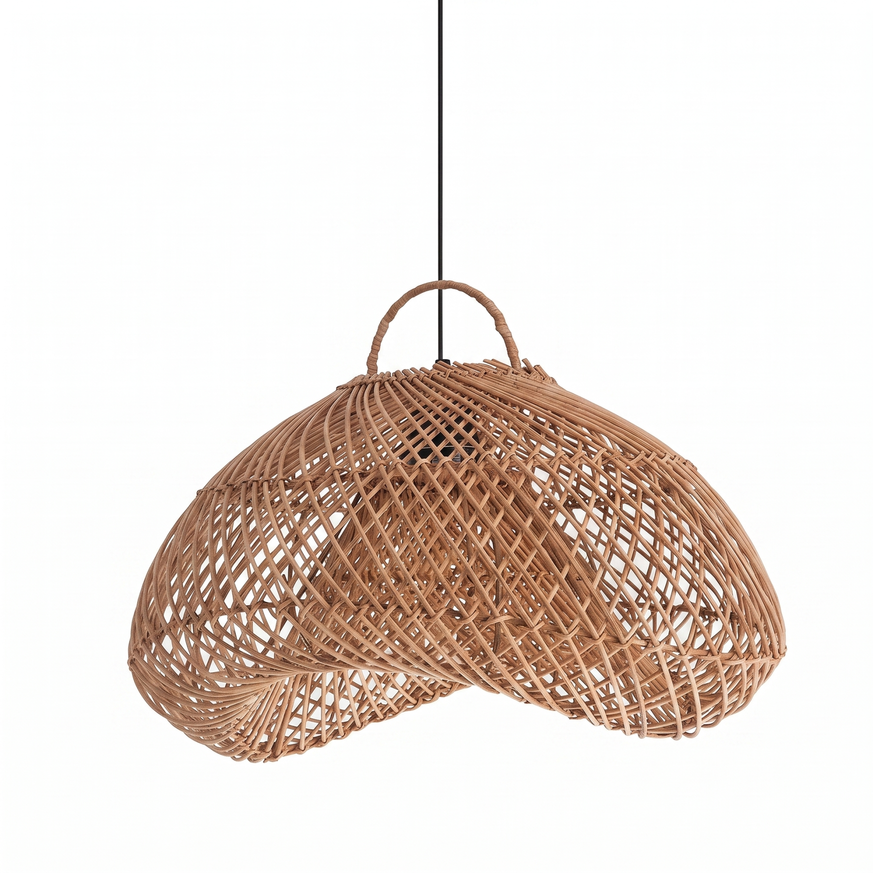 Handcrafted Rattan Pendant Light Retro Wabi-Sabi-style Chandelier for Dining Room Kitchen Island