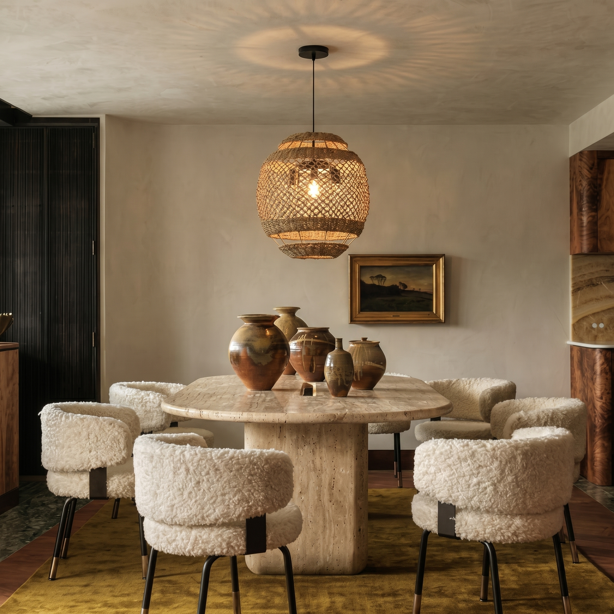 Handwoven Rattan Pendant Light Coastal Boho Hanging Chandelier for the Dining Room