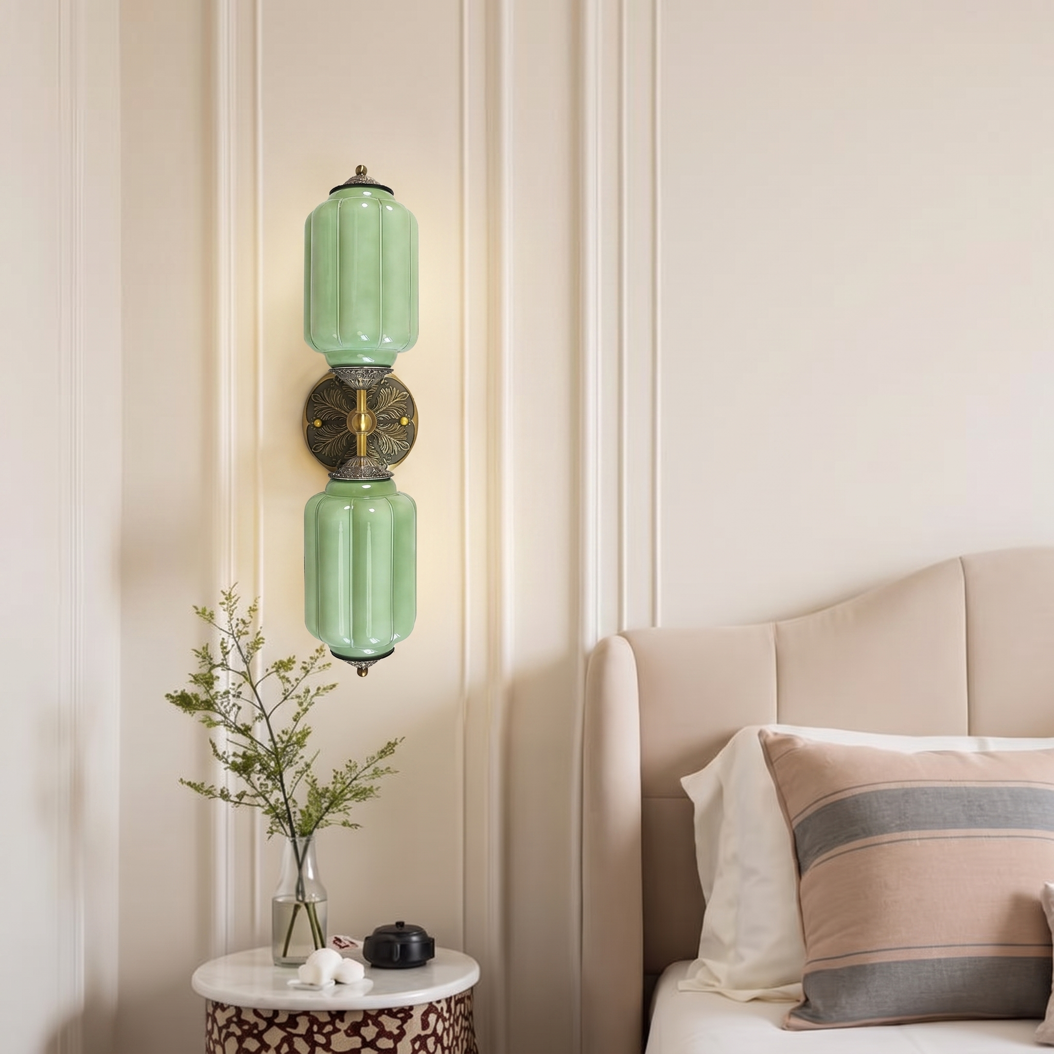 Vintage Dual-Light Glass Wall Sconce for the Bedroom Living Room and Hallway