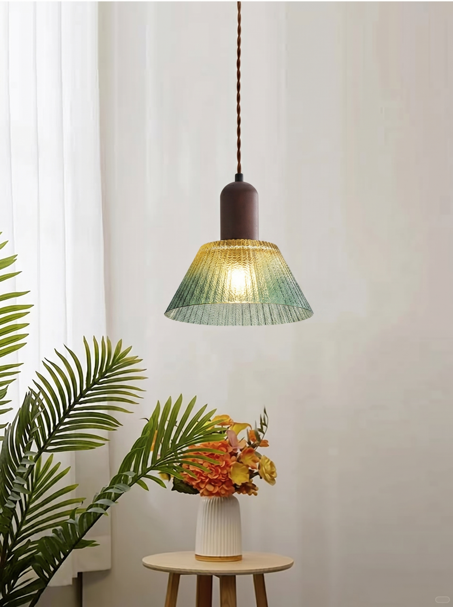 Medieval Vintage Glass Pendant Light for Bedroom