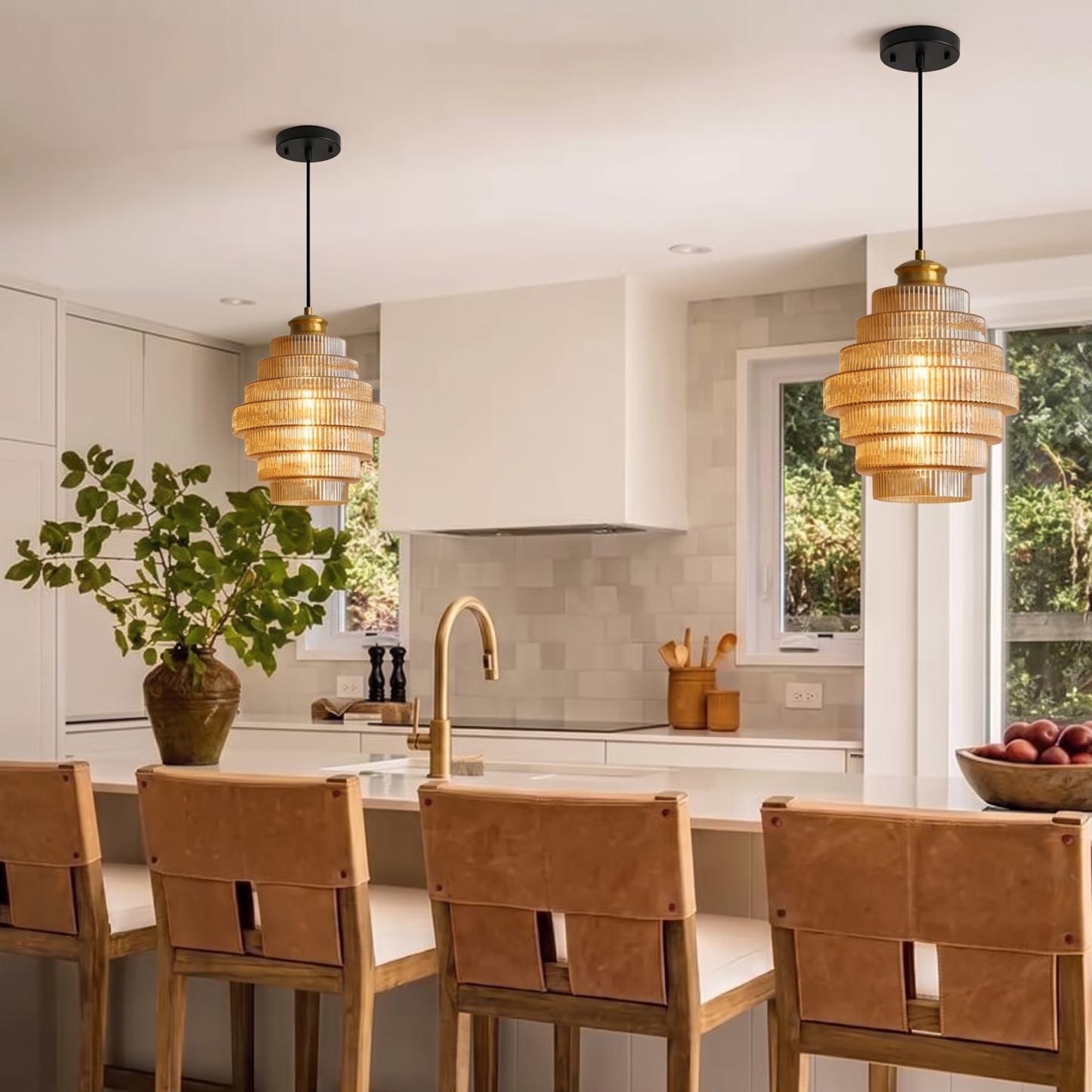 Antique Brass Bottle Shade Pendant Light for Bedroom Living Room