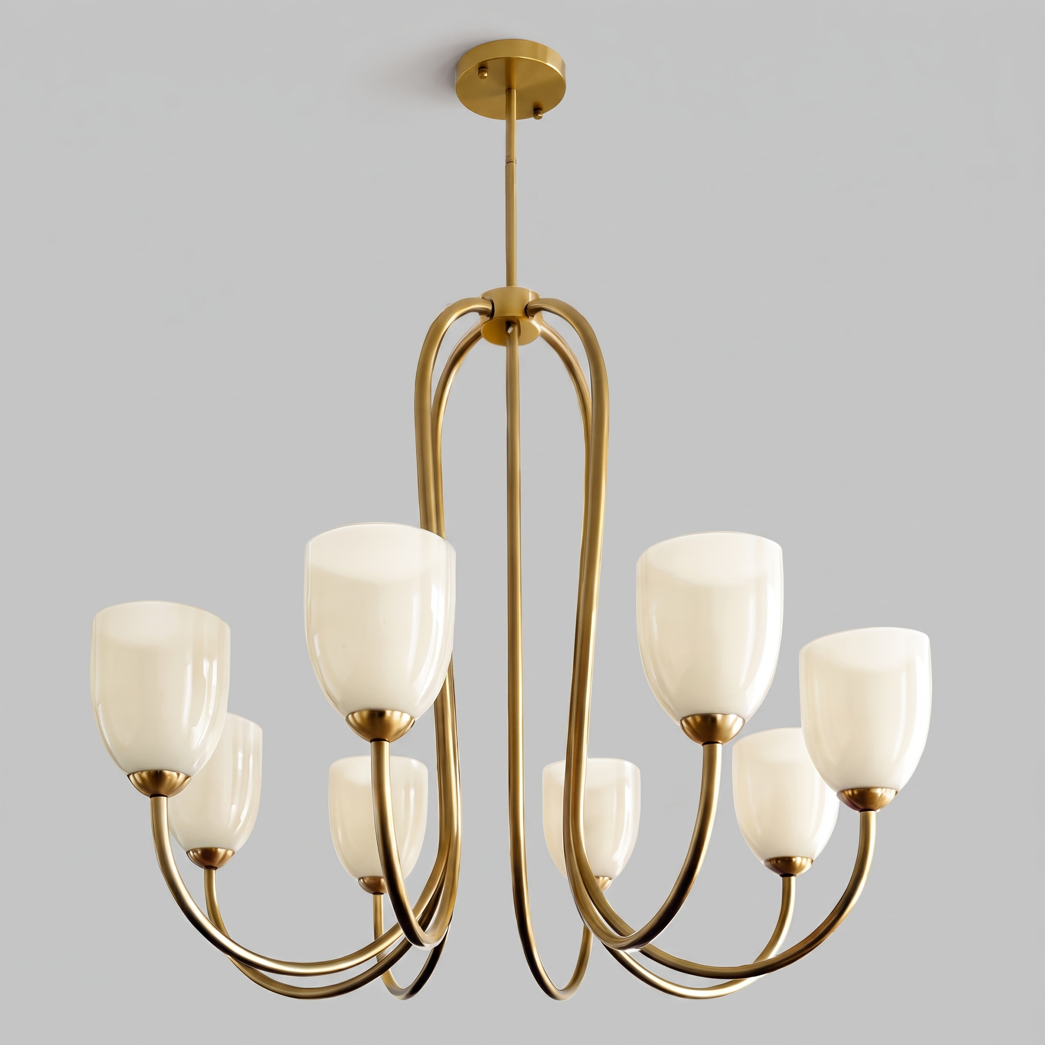 Mid Century Brass Tulip Chandelier for Kitchen Island Living Room