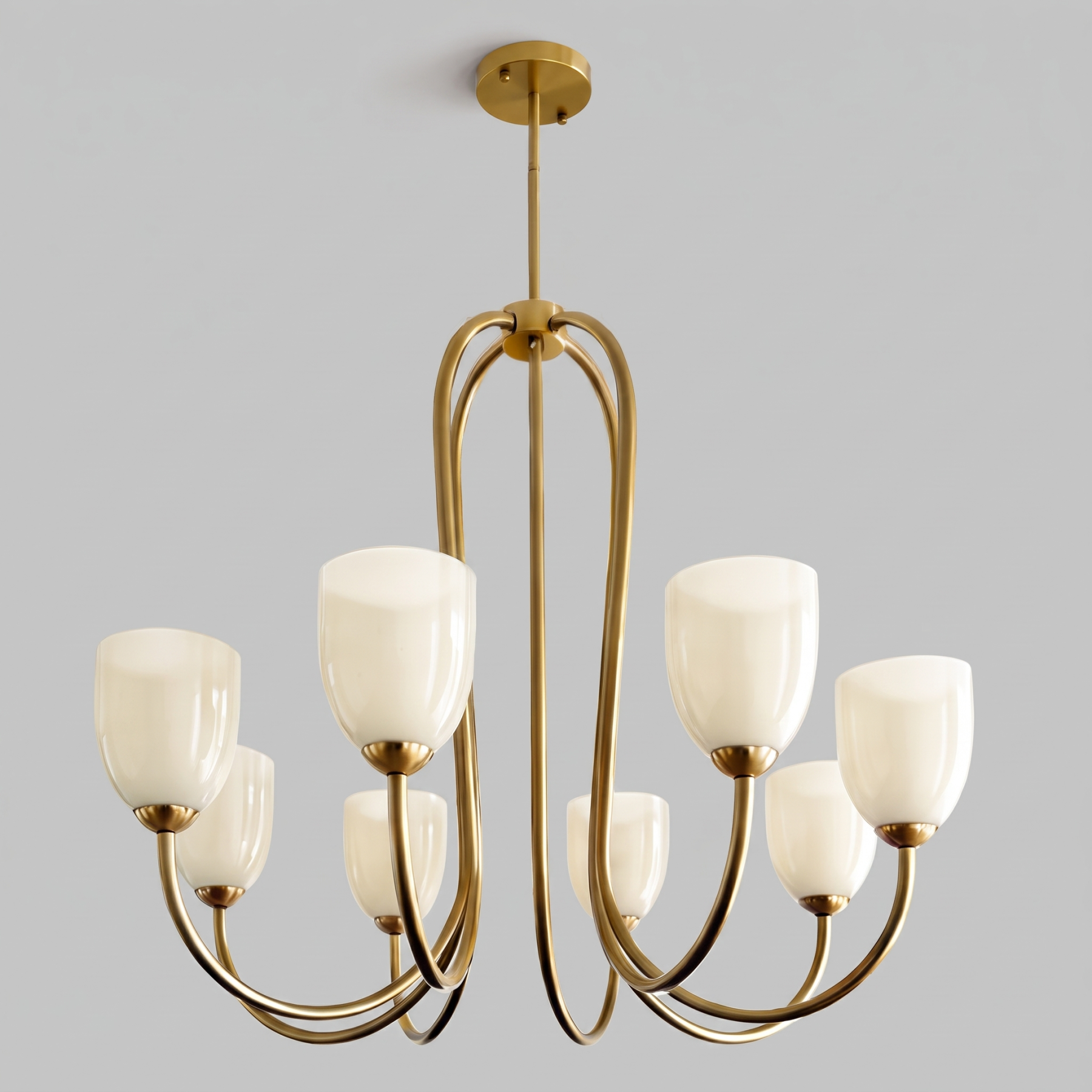 Mid Century Brass Tulip Chandelier for Kitchen Island Living Room