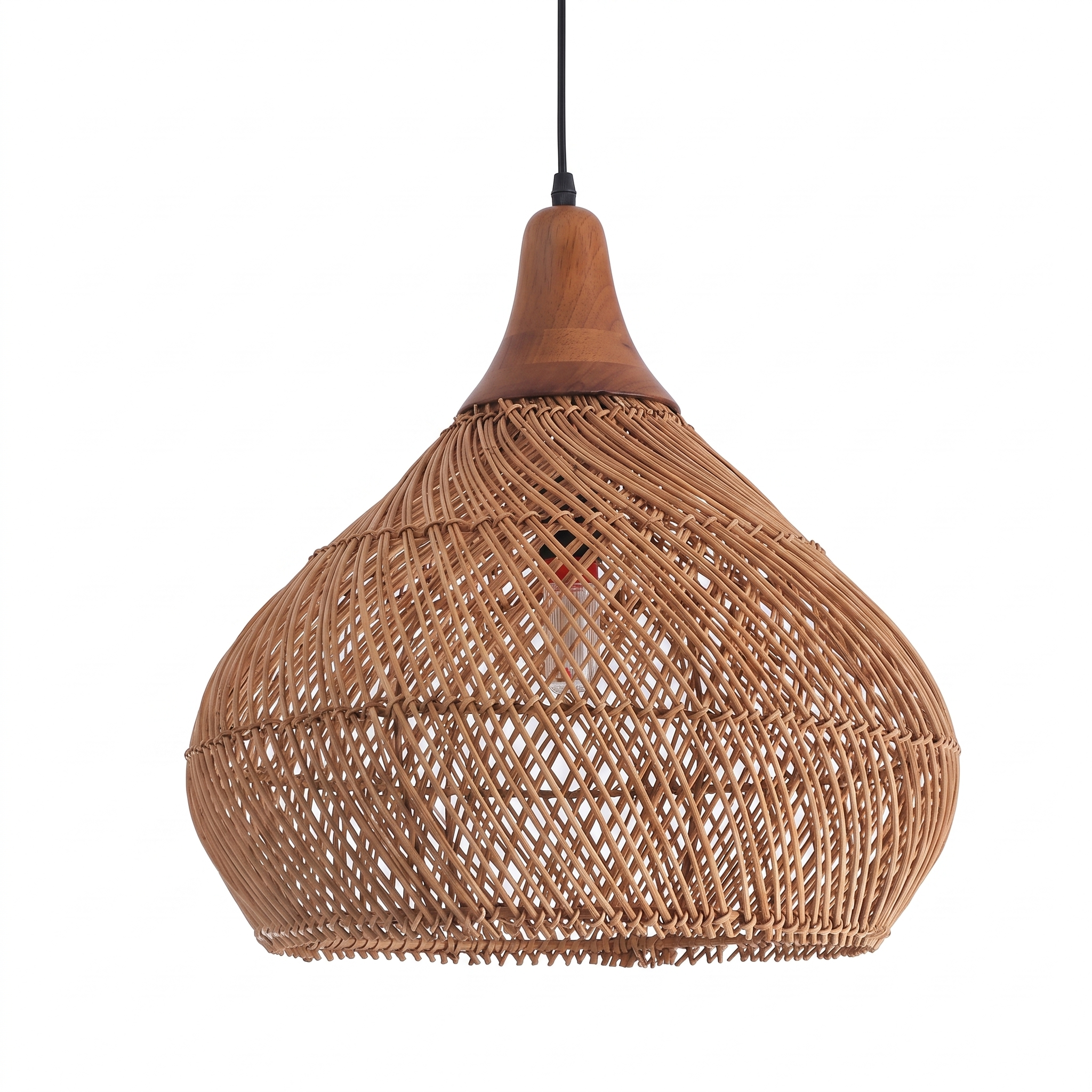 Handcrafted Rattan Pendant Light Retro Wabi-Sabi-style Chandelier for Dining Room Kitchen Island