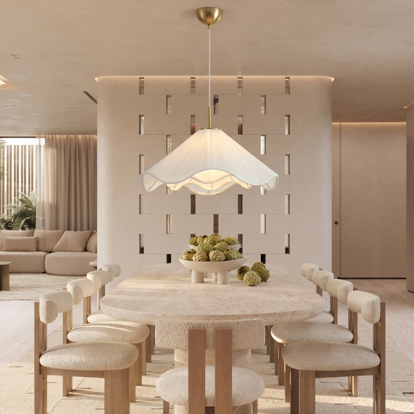 Creative Pleated White Fabric Flower Pendant Light-Elegant Hanging Lamp for Dining Room Bedroom Kitchen Island