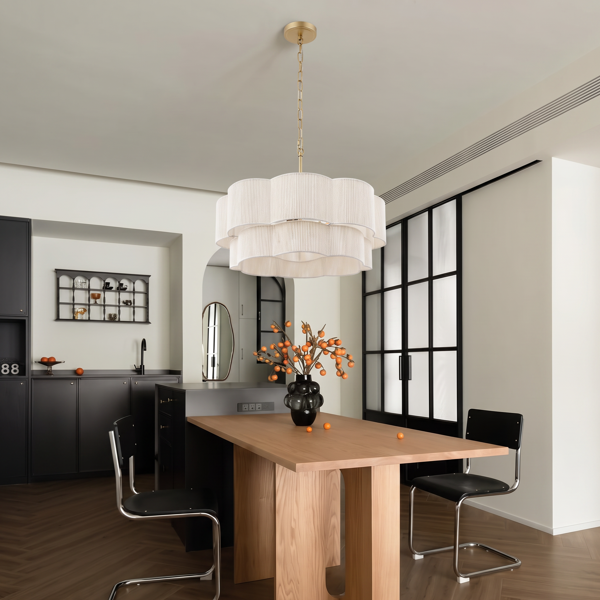 Modern Woven 2-Tier Rope Drum Chandelier for Dining Room Kitchen Island