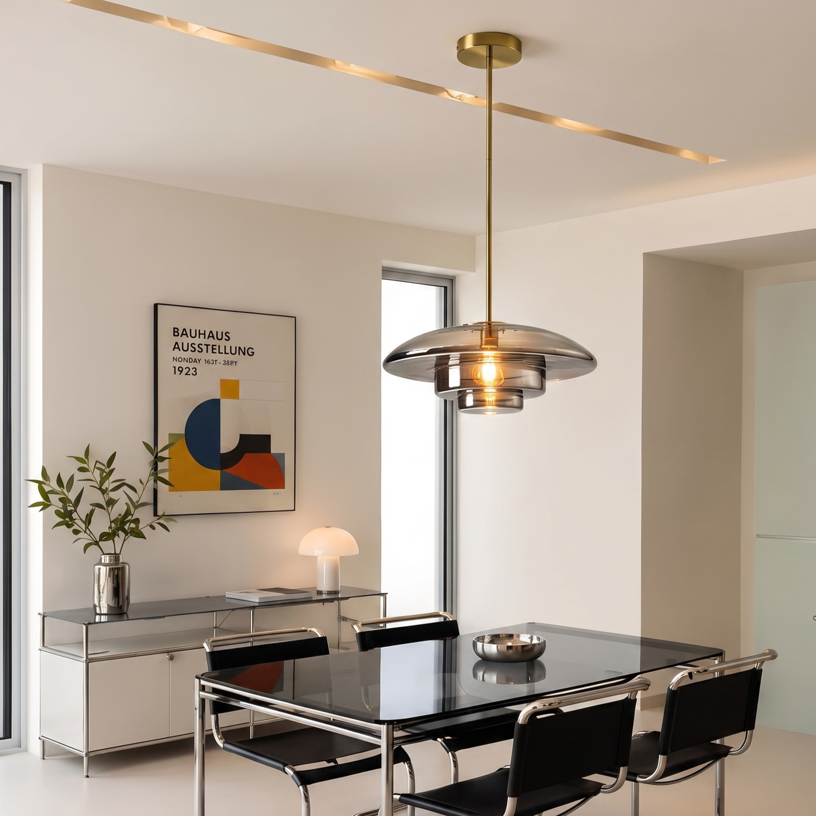 Vintage Bauhaus Tiered Glass Pendant Light for Living Room