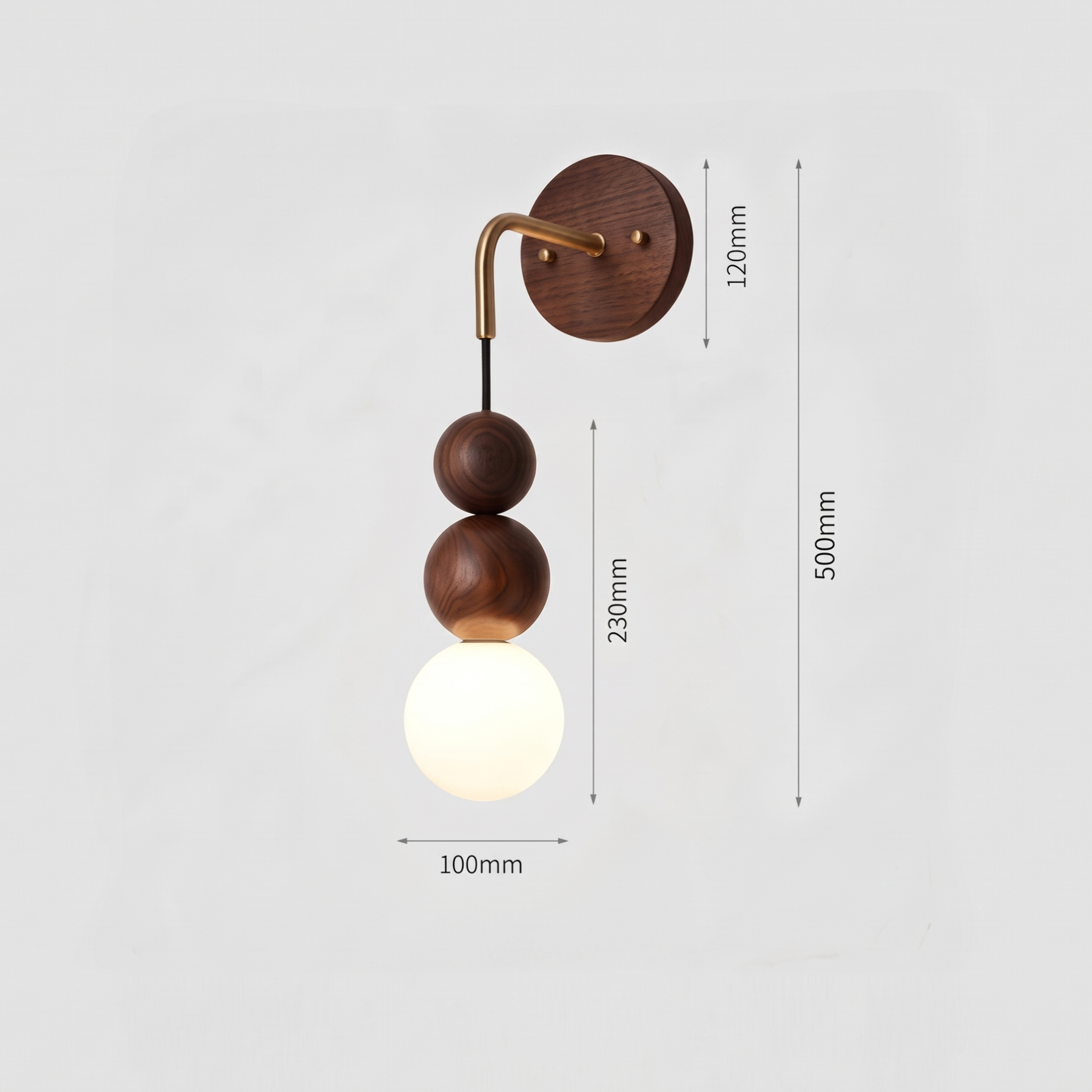 Nordic Geometric Wooden Ball Wall Sconce-Modern Minimalist Glass Globe Wall Light