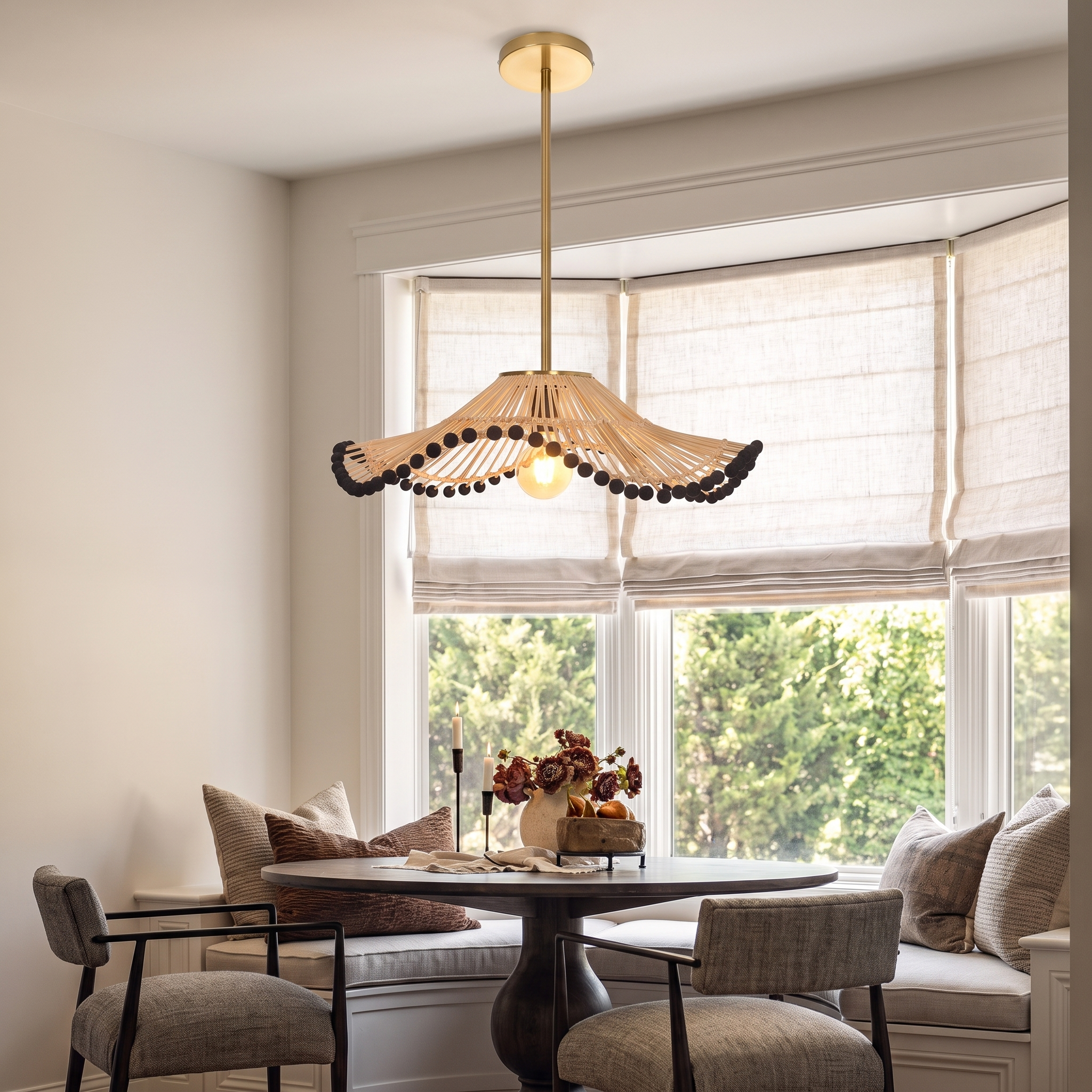 Retro Handmade Rattan Art Lamp Southeast Asian Style Pendant Light