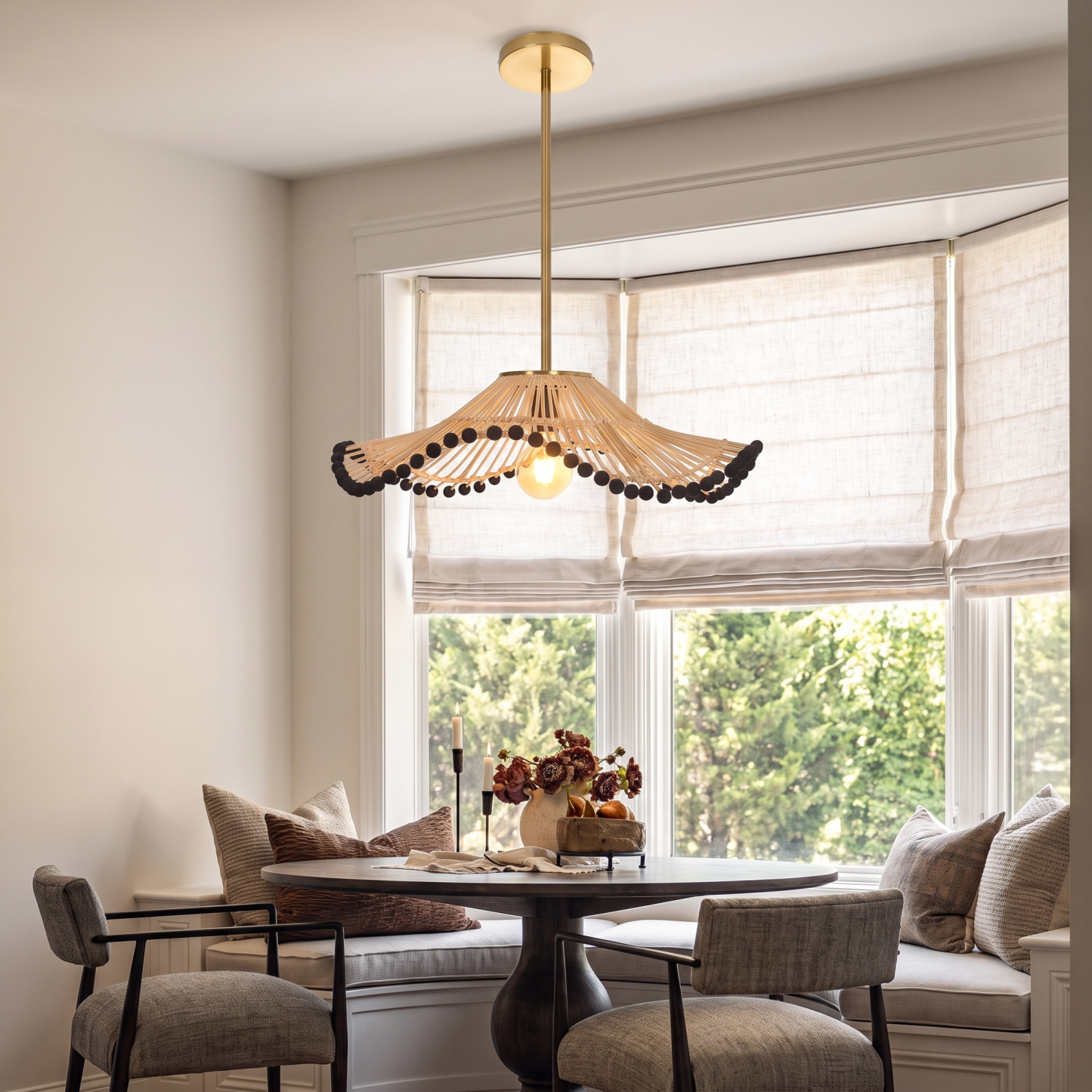 Retro Handmade Rattan Art Lamp Southeast Asian Style Pendant Light
