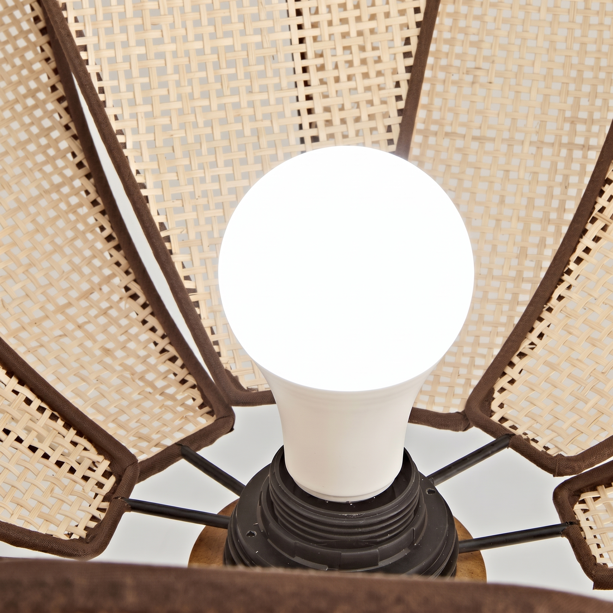Japanese Wabi-Sabi Woven Rattan Flower Ceiling Lamp for Hallway Entryway