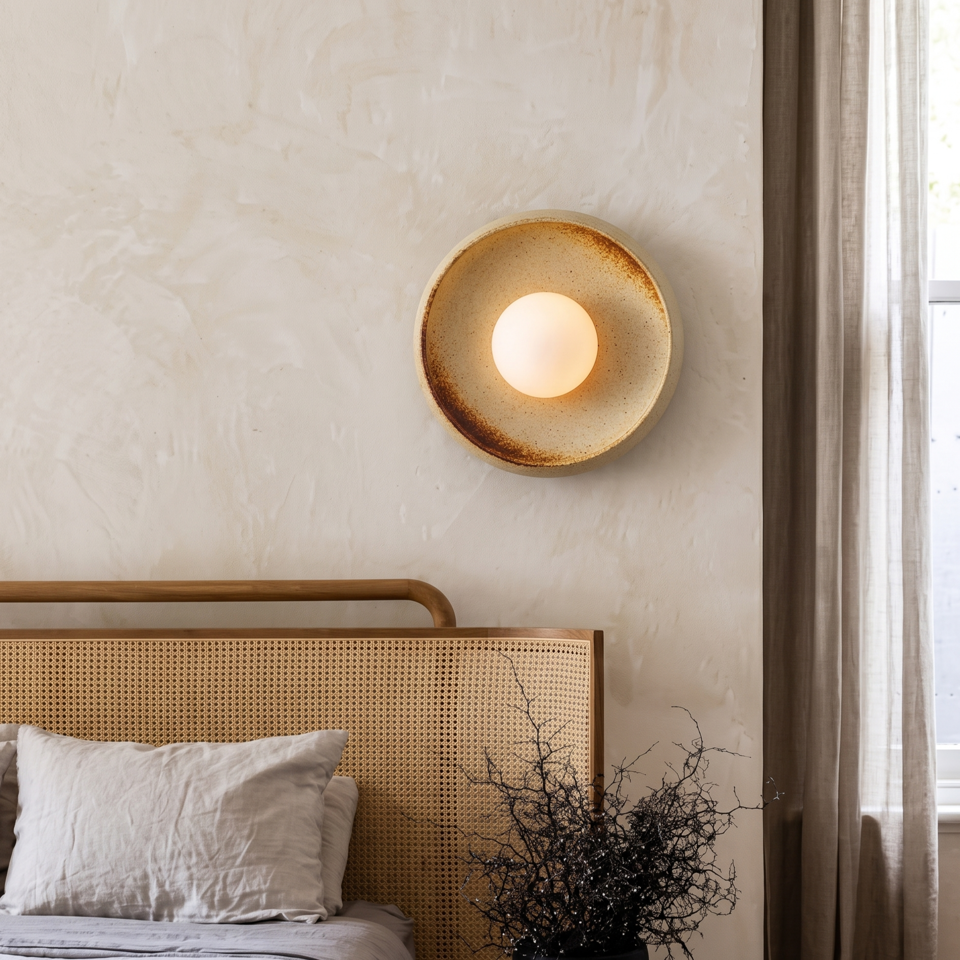 Vintage Ceramic Wall Lamp for Bedroom Headboard and Hallway Lighting