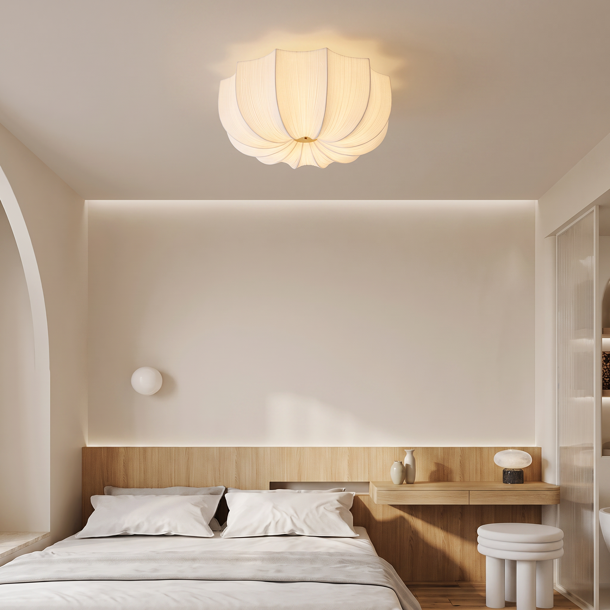Nordic Minimalism Fabric Flush Mount Ceiling Light for Bedroom Living Room & Nursery